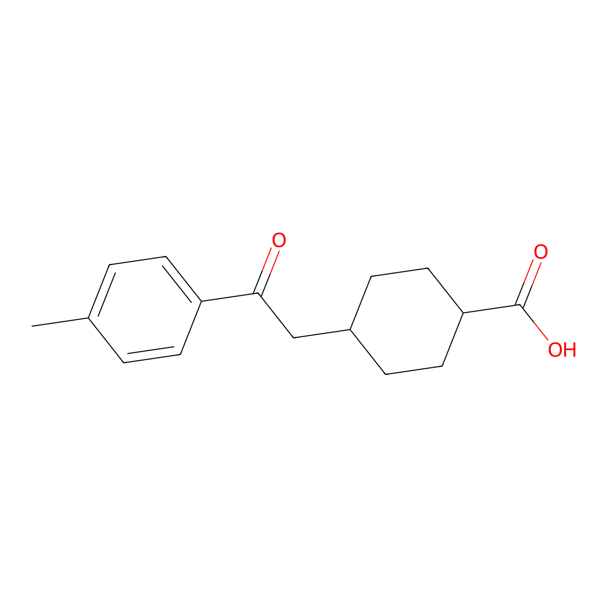 cis-4-[2-(4-Methylphenyl)-2-oxoethyl]-cyclohexane-1-carboxylic acid molecular structure, CAS 735275-49-7