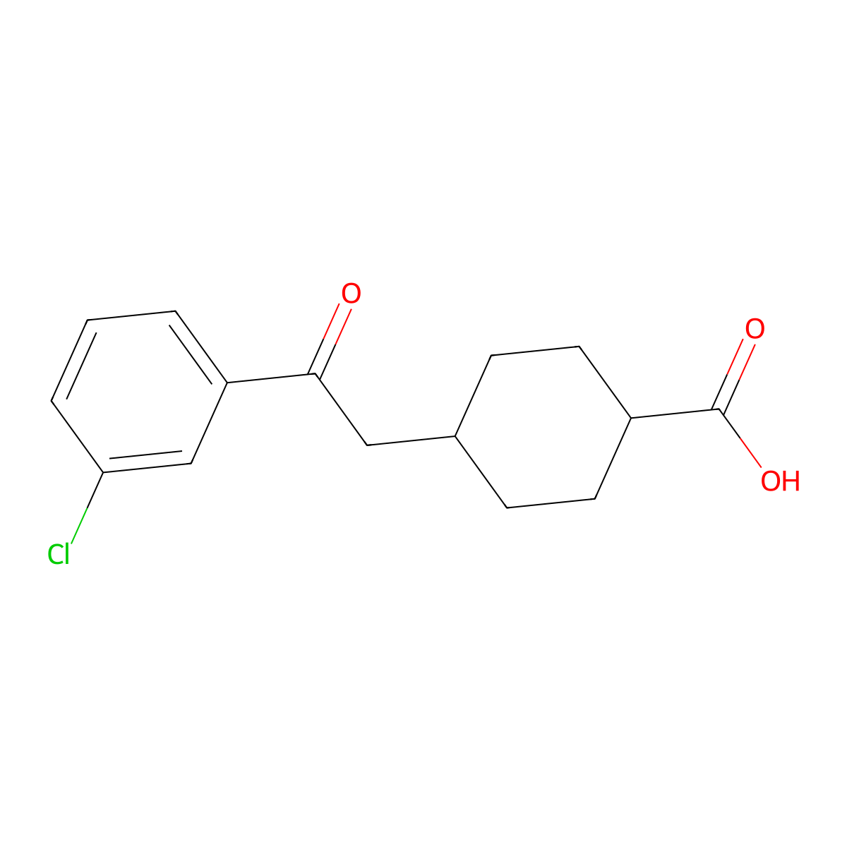 cis-4-[2-(3-Chlorophenyl)-2-oxoethyl]-cyclohexane-1-carboxylic acid molecular structure, CAS 735275-58-8