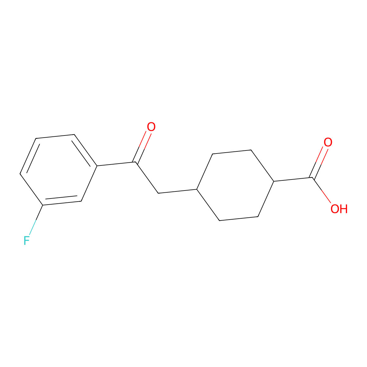 cis-4-[2-(3-Fluorophenyl)-2-oxoethyl]-cyclohexane-1-carboxylic acid molecular structure, CAS 735275-60-2