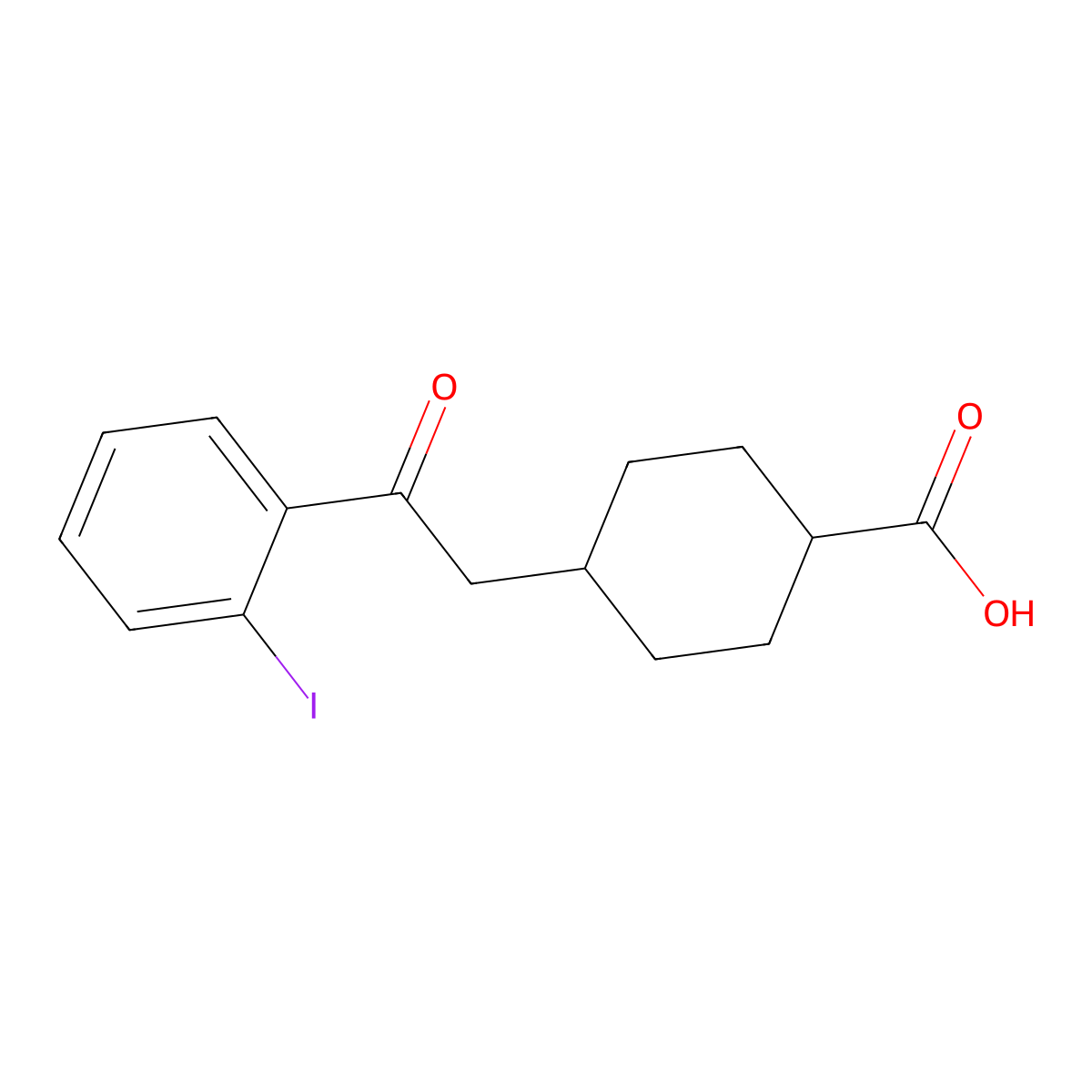 cis-4-[2-(2-Iodophenyl)-2-oxoethyl]-cyclohexane-1-carboxylic acid molecular structure, CAS 735275-65-7