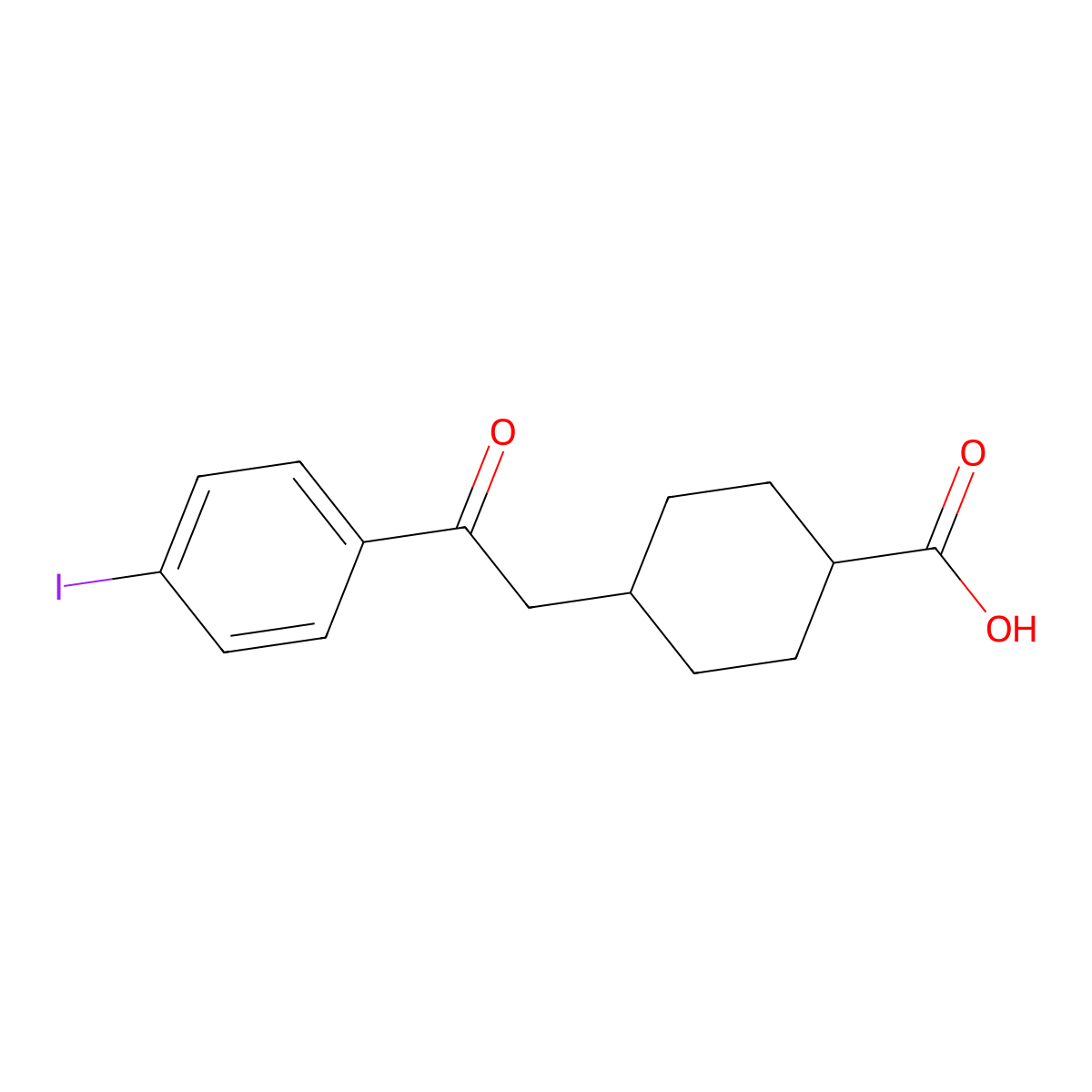 cis-4-[2-(4-Iodophenyl)-2-oxoethyl]-cyclohexane-1-carboxylic acid molecular structure, CAS 735275-67-9