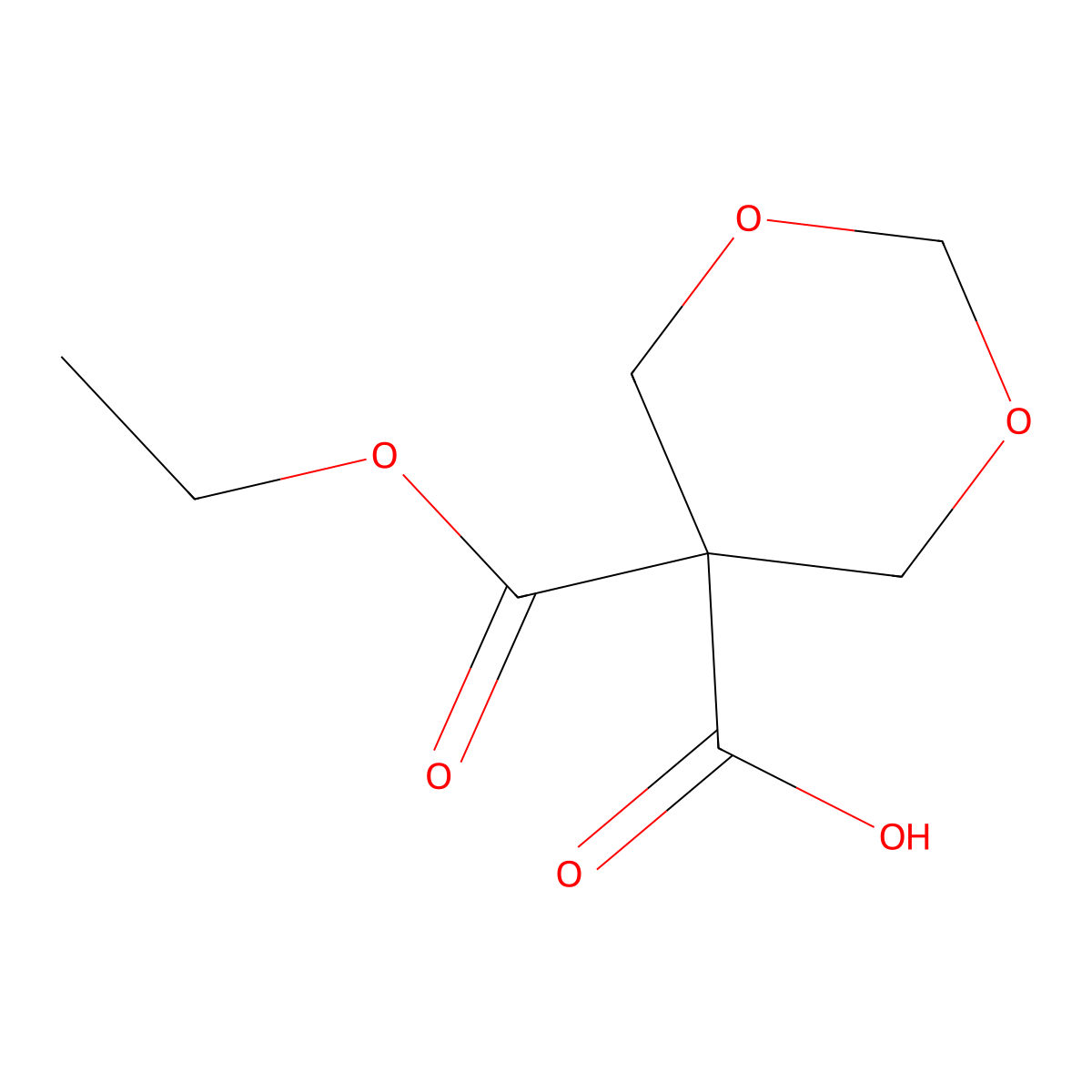 5-(Ethoxycarbonyl)-1,3-dioxane-5-carboxylic acid molecular structure, CAS 735287-10-2