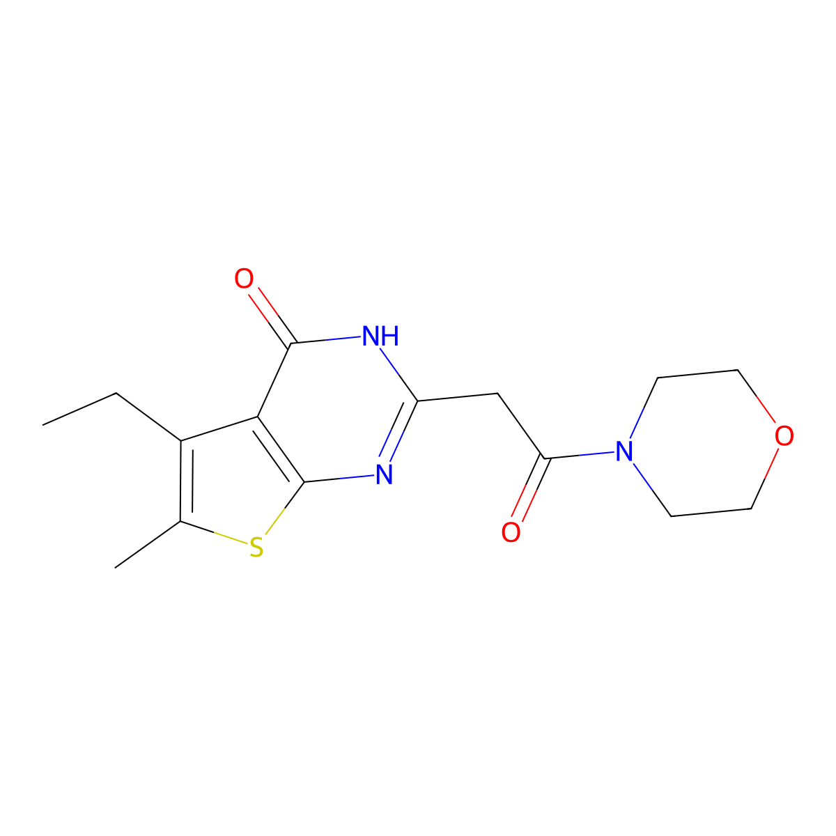 5-ethyl-6-methyl-2-[2-(morpholin-4-yl)-2-oxoethyl]-3H,4H-thieno[2,3-d]pyrimidin-4-one molecular structure, CAS 735288-62-7