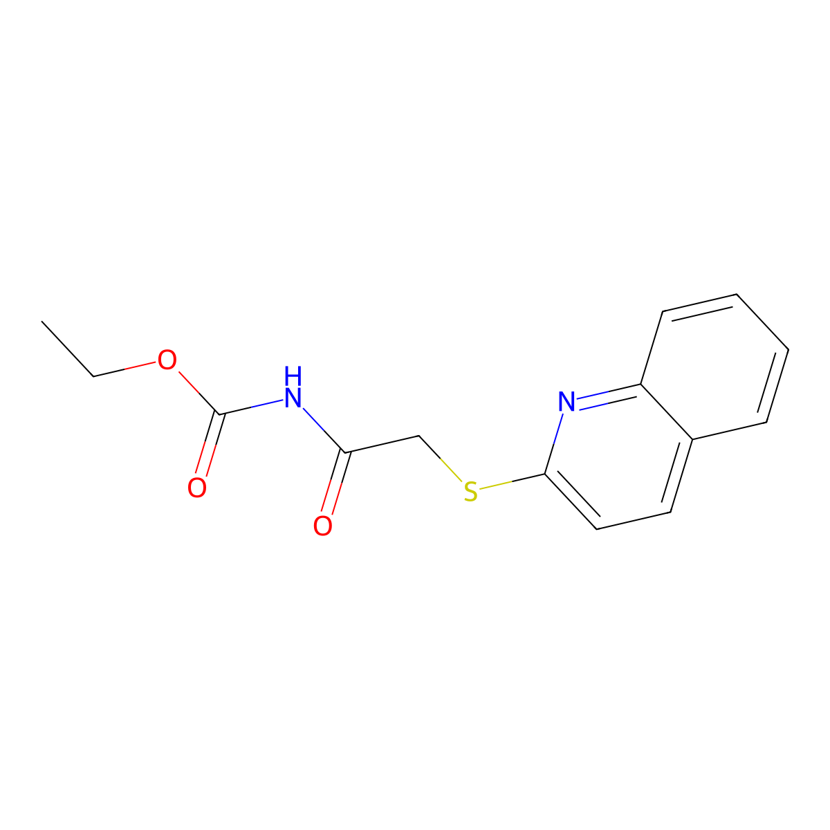 ethyl N-(2-quinolin-2-ylsulfanylacetyl)carbamate molecular structure, CAS 735292-22-5