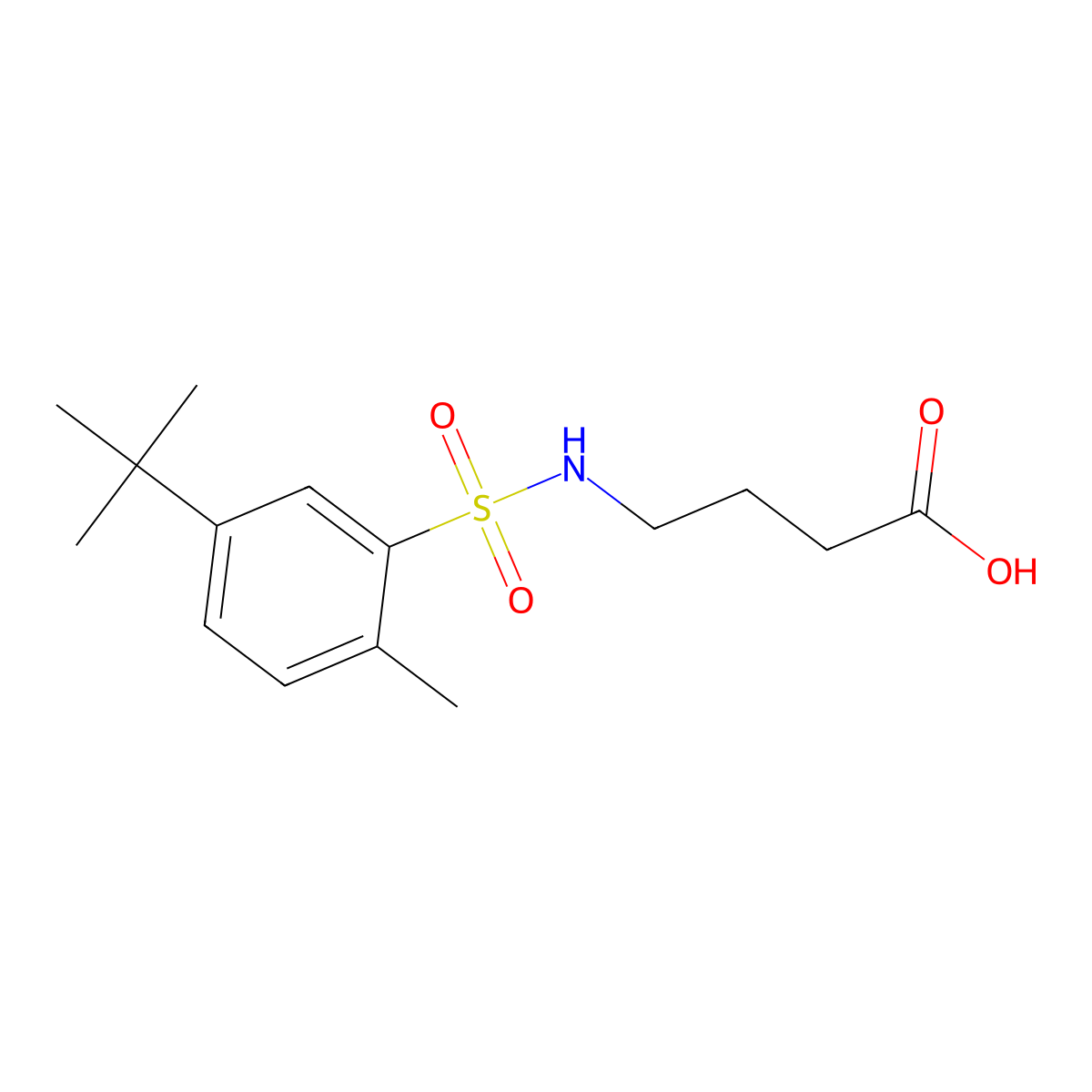 4-(5-Tert-butyl-2-methylbenzenesulfonamido)butanoic acid molecular structure, CAS 735297-18-4