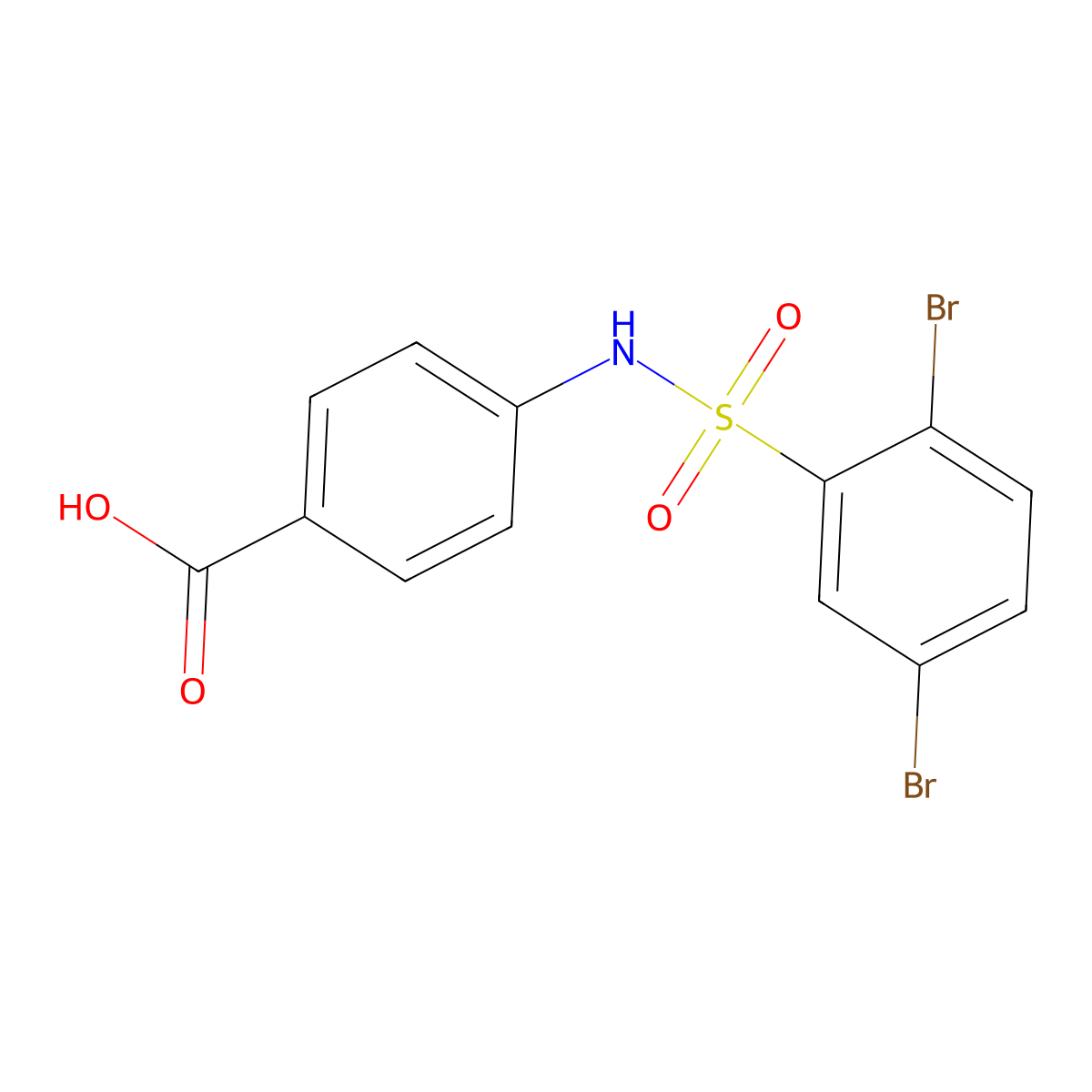 4-(2,5-Dibromobenzenesulfonamido)benzoic acid molecular structure, CAS 735297-59-3