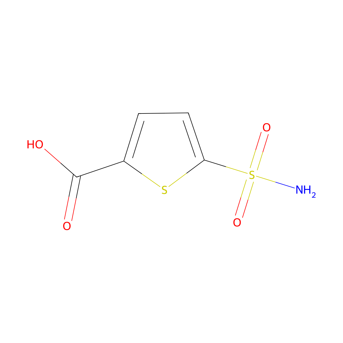 5-Sulfamoylthiophene-2-carboxylic acid molecular structure, CAS 7353-87-9