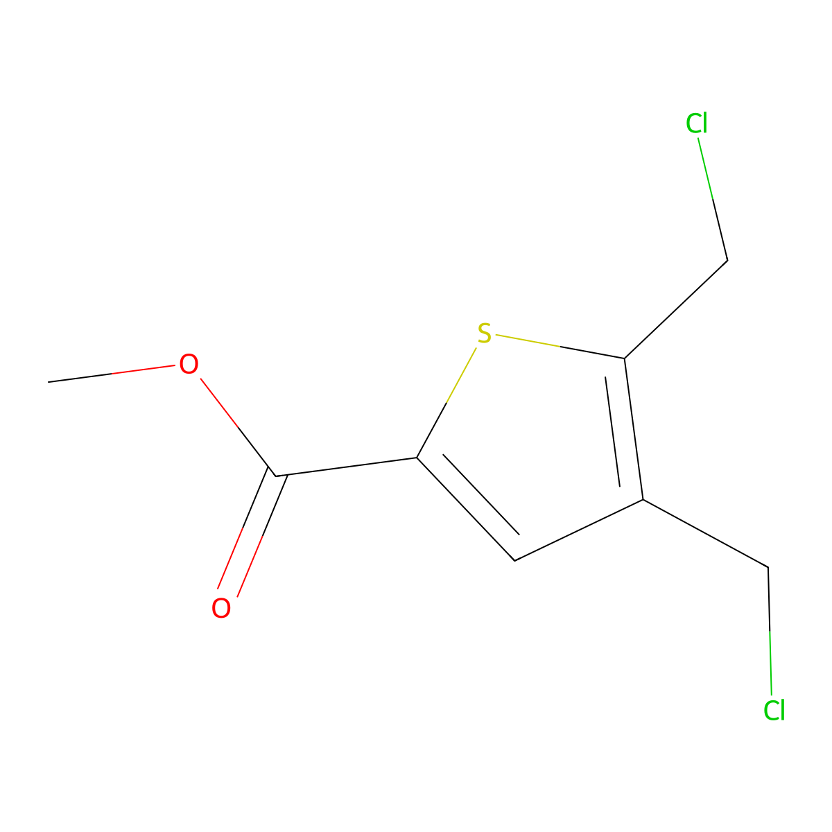 Methyl 4,5-bis(chloromethyl)thiophene-2-carboxylate molecular structure, CAS 7353-89-1