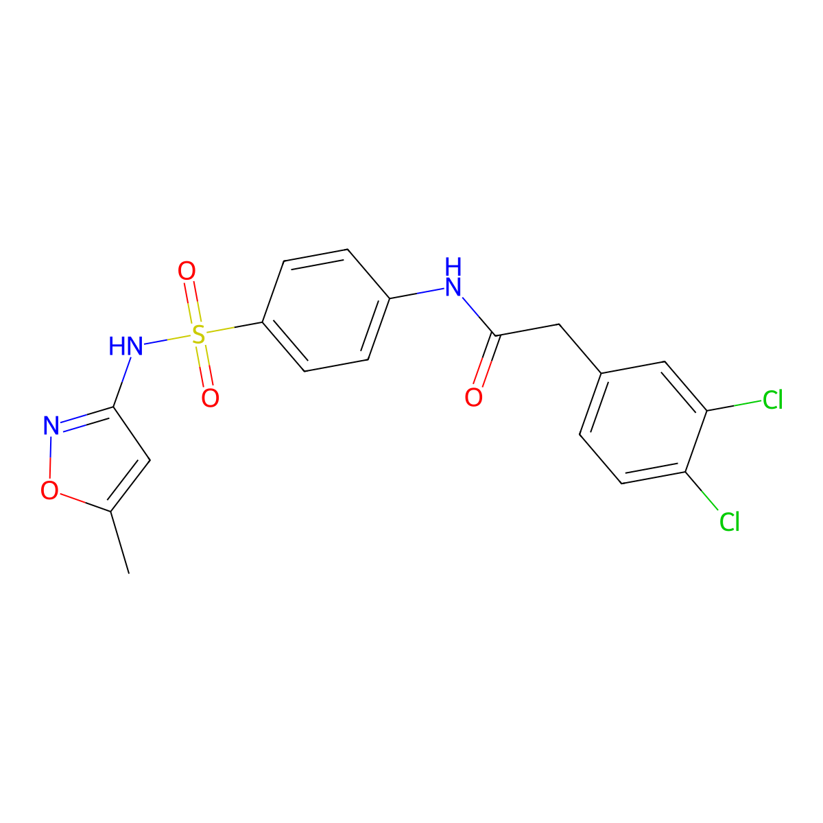 2-(3,4-Dichlorophenyl)-N-(4-(N-(5-methylisoxazol-3-yl)sulfamoyl)phenyl)acetamide molecular structure, CAS 735303-62-5