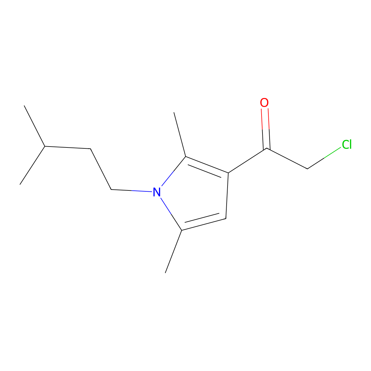2-chloro-1-[2,5-dimethyl-1-(3-methylbutyl)-1H-pyrrol-3-yl]ethan-1-one molecular structure, CAS 735305-31-4
