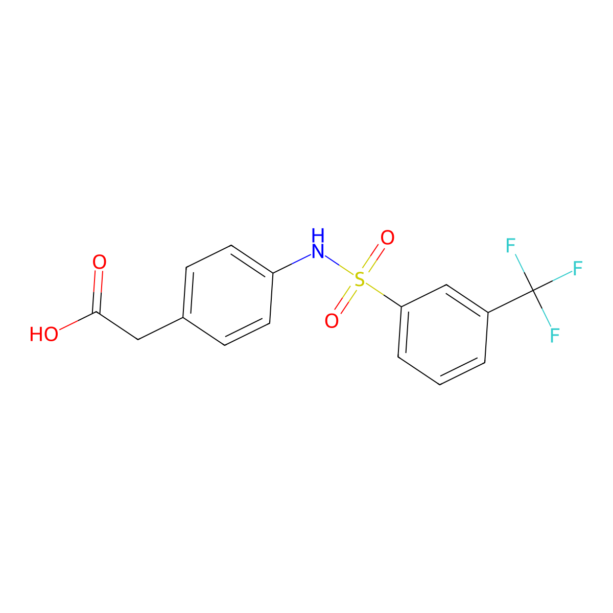 2-{4-[3-(Trifluoromethyl)benzenesulfonamido]phenyl}acetic acid molecular structure, CAS 735305-35-8