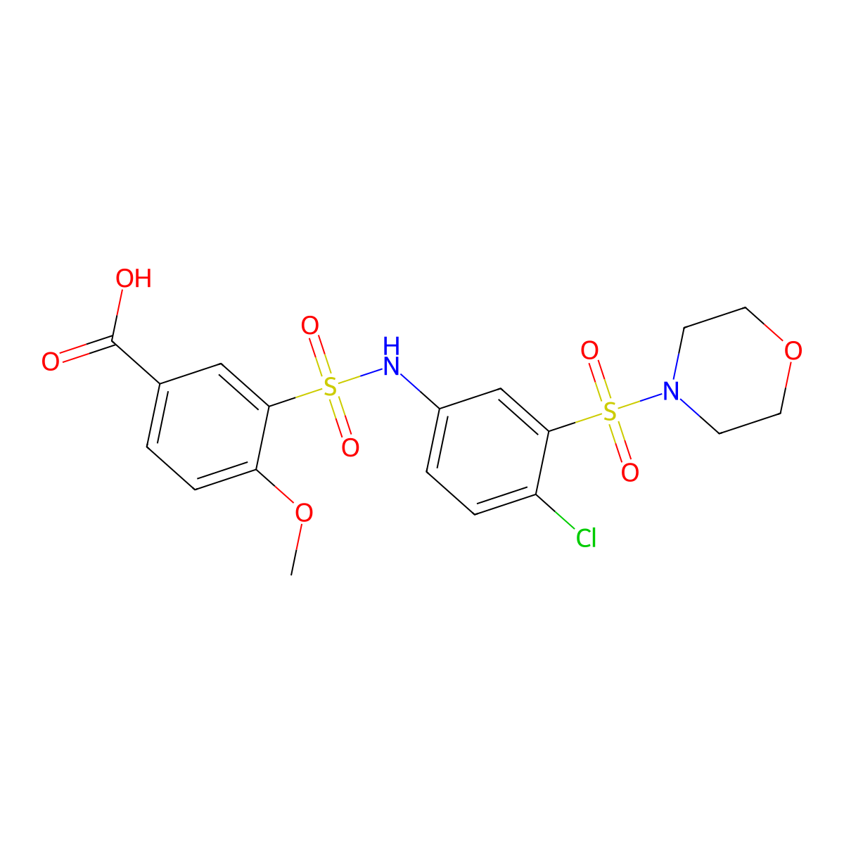 3-{[4-Chloro-3-(morpholine-4-sulfonyl)phenyl]sulfamoyl}-4-methoxybenzoic acid molecular structure, CAS 735305-58-5