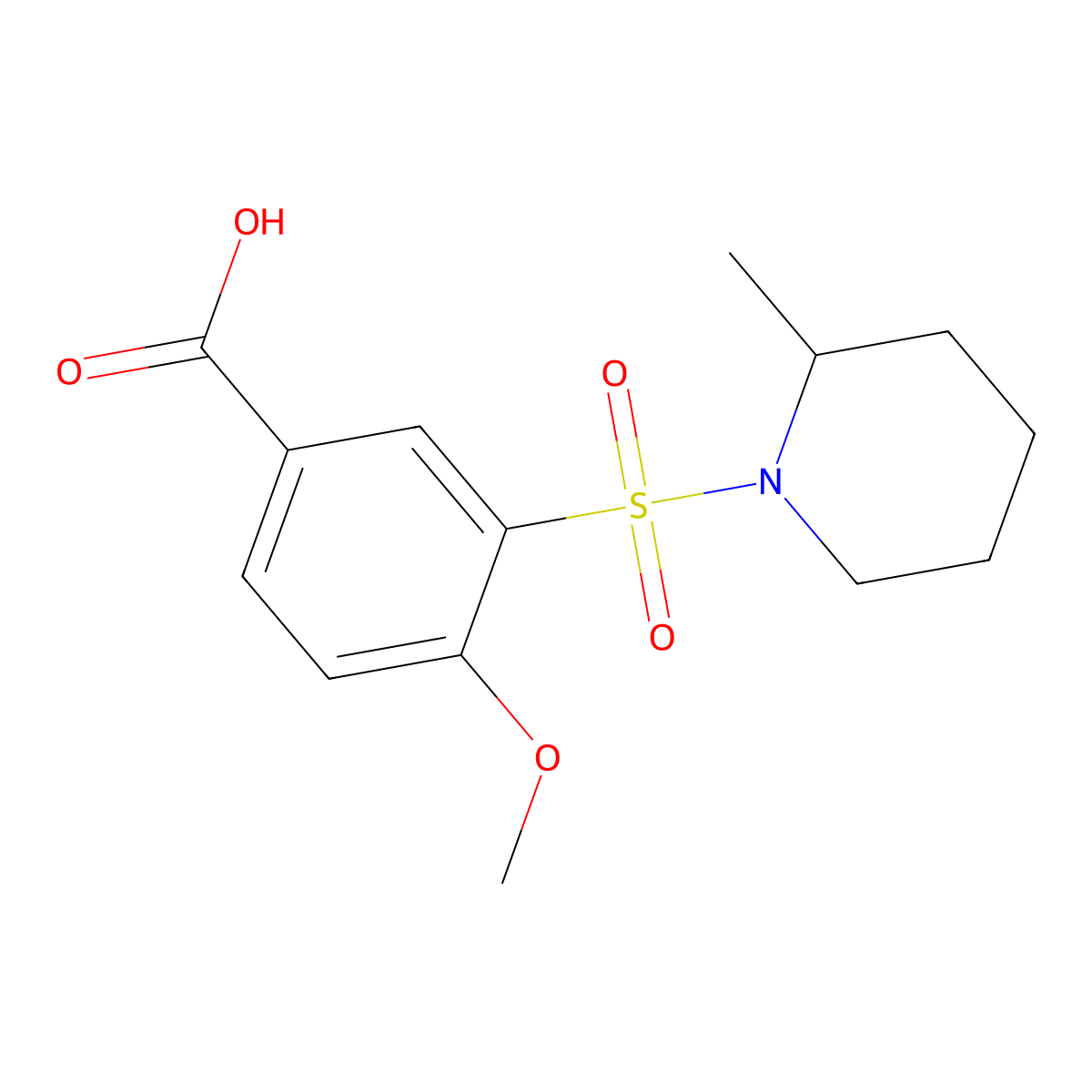 4-Methoxy-3-[(2-methylpiperidin-1-yl)sulfonyl]benzoic acid molecular structure, CAS 735305-60-9