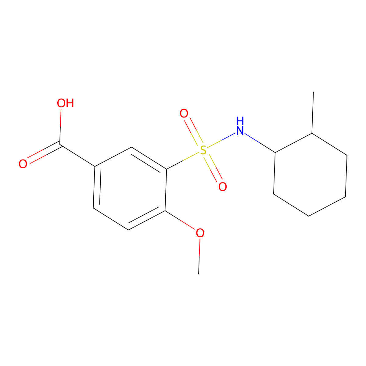 4-methoxy-3-[(2-methylcyclohexyl)sulfamoyl]benzoic Acid molecular structure, CAS 735305-62-1