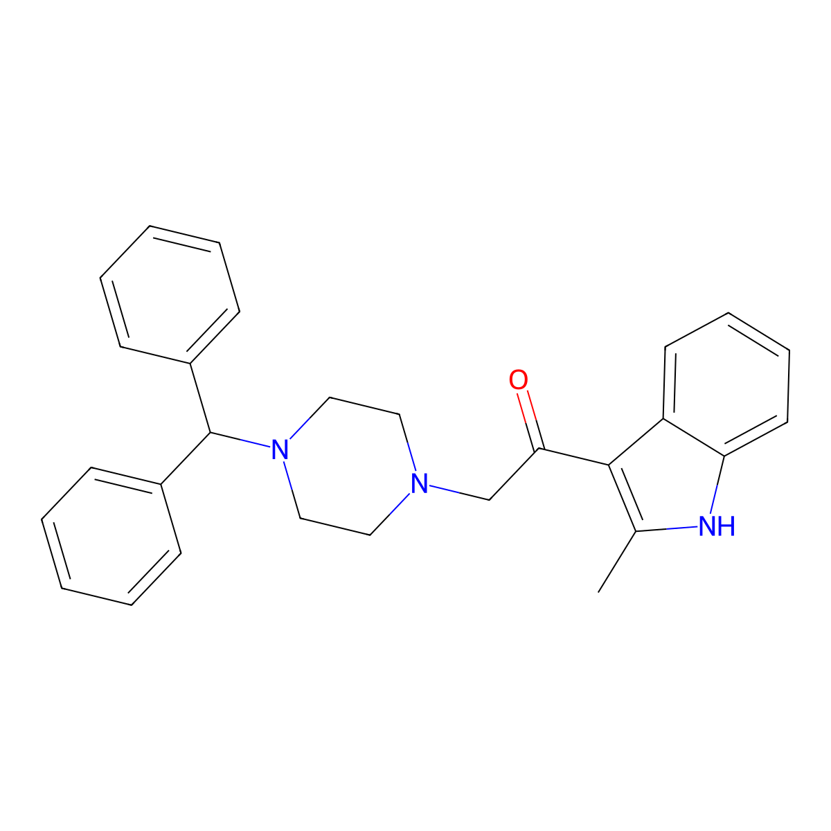 2-[4-(diphenylmethyl)piperazin-1-yl]-1-(2-methyl-1H-indol-3-yl)ethanone molecular structure, CAS 735306-49-7