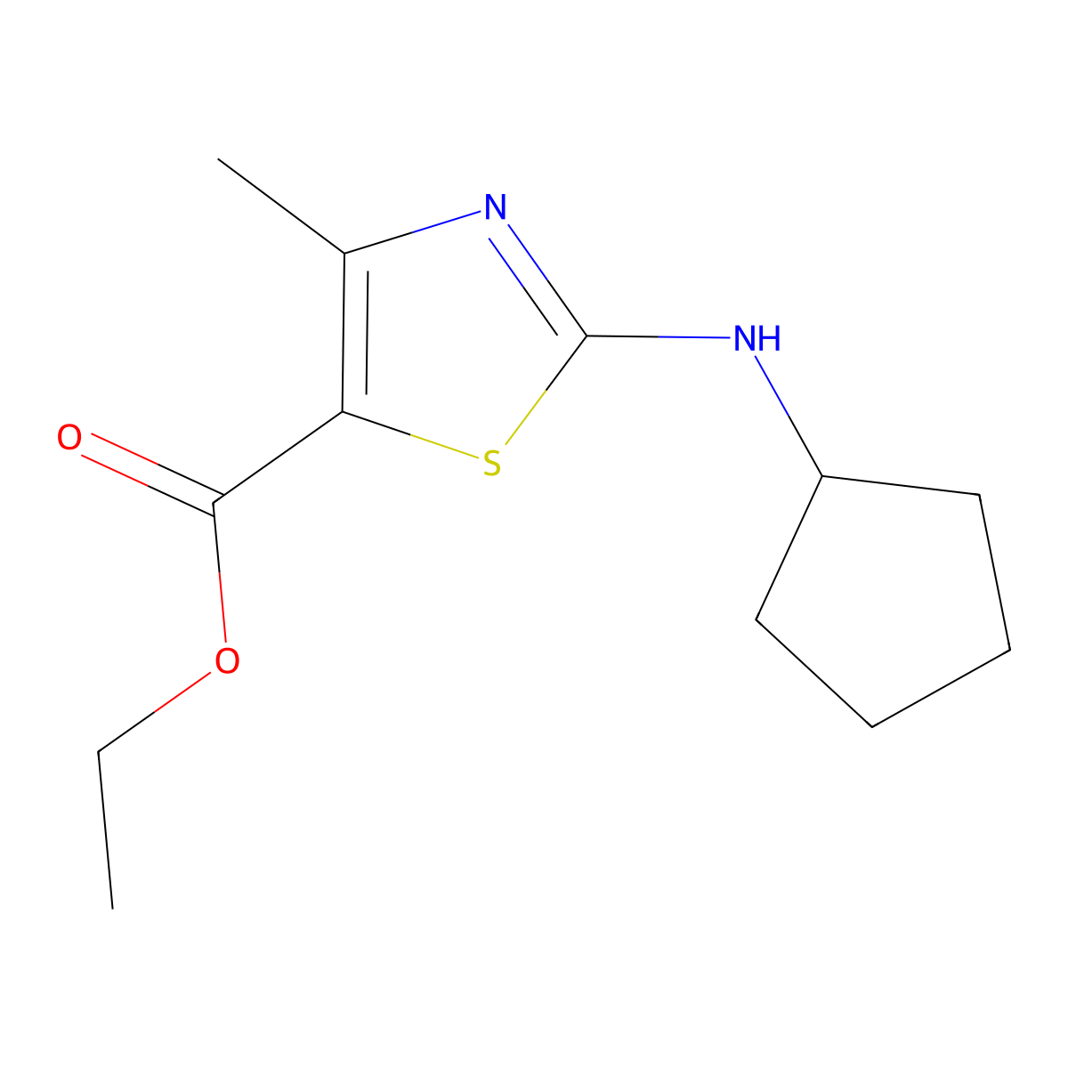 Ethyl 2-(cyclopentylamino)-4-methyl-1,3-thiazole-5-carboxylate molecular structure, CAS 735306-56-6