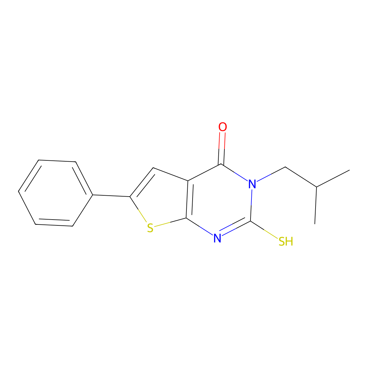 3-(2-methylpropyl)-6-phenyl-2-sulfanyl-3H,4H-thieno[2,3-d]pyrimidin-4-one molecular structure, CAS 735319-20-7