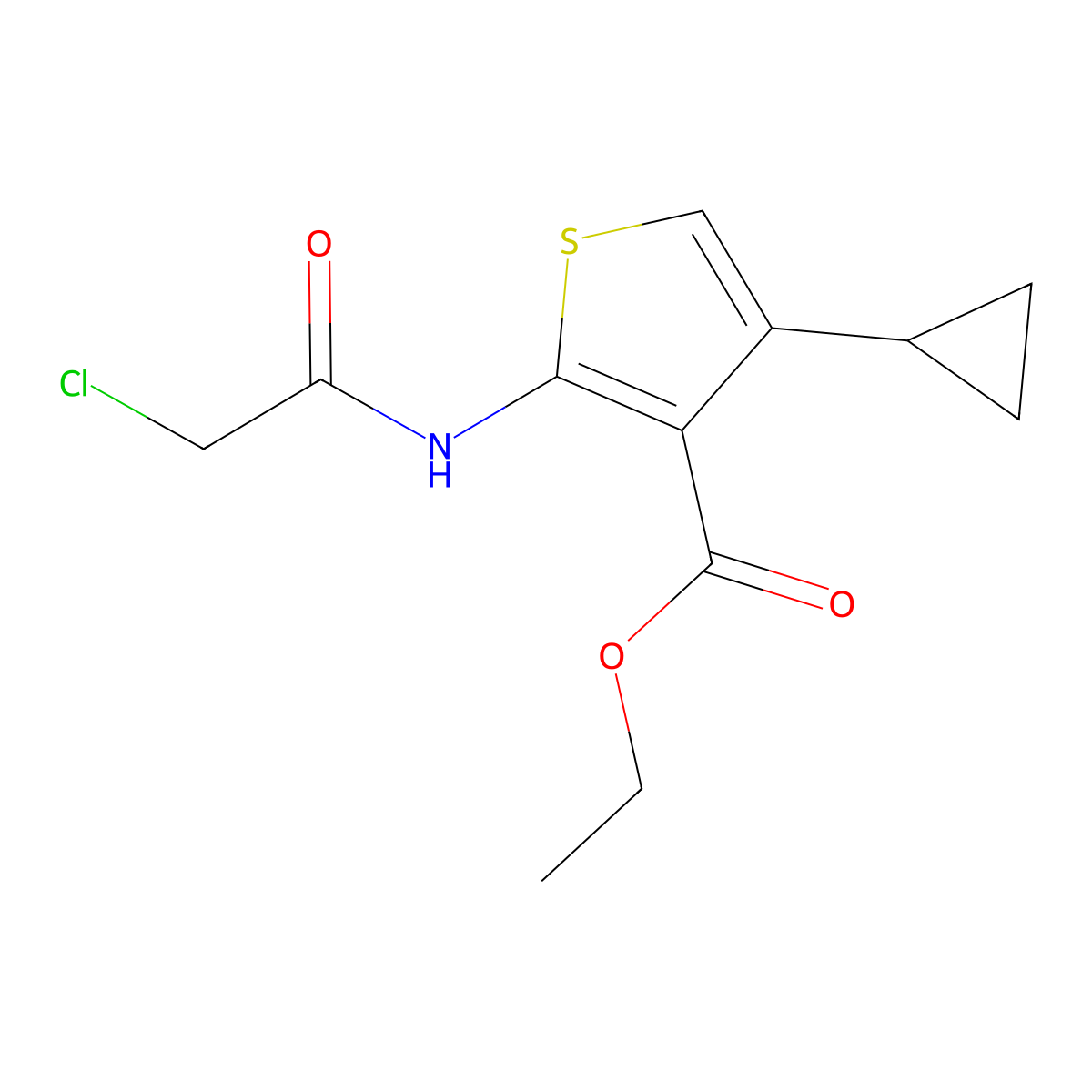 Ethyl 2-(2-chloroacetamido)-4-cyclopropylthiophene-3-carboxylate molecular structure, CAS 735319-21-8