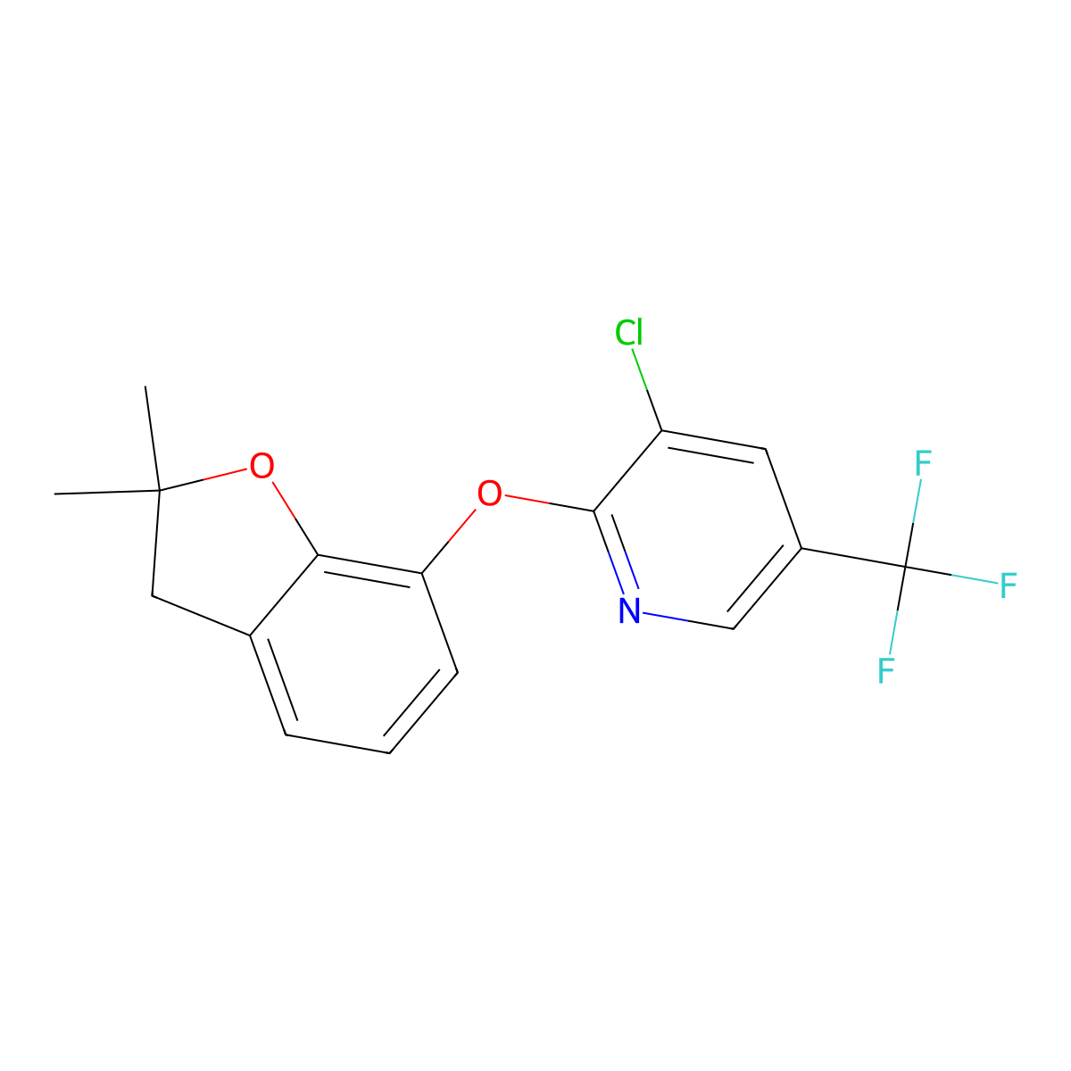 3-Chloro-2-[(2,2-dimethyl-2,3-dihydro-1-benzofuran-7-yl)oxy]-5-(trifluoromethyl)pyridine molecular structure, CAS 735319-95-6