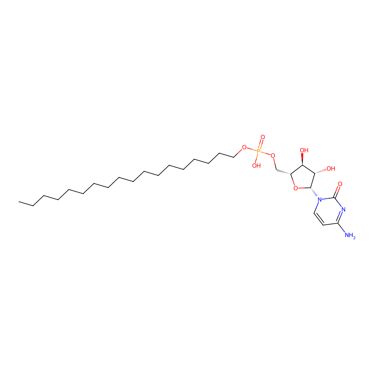 Cytarabine ocfosfate free acid molecular structure, CAS 73532-83-9