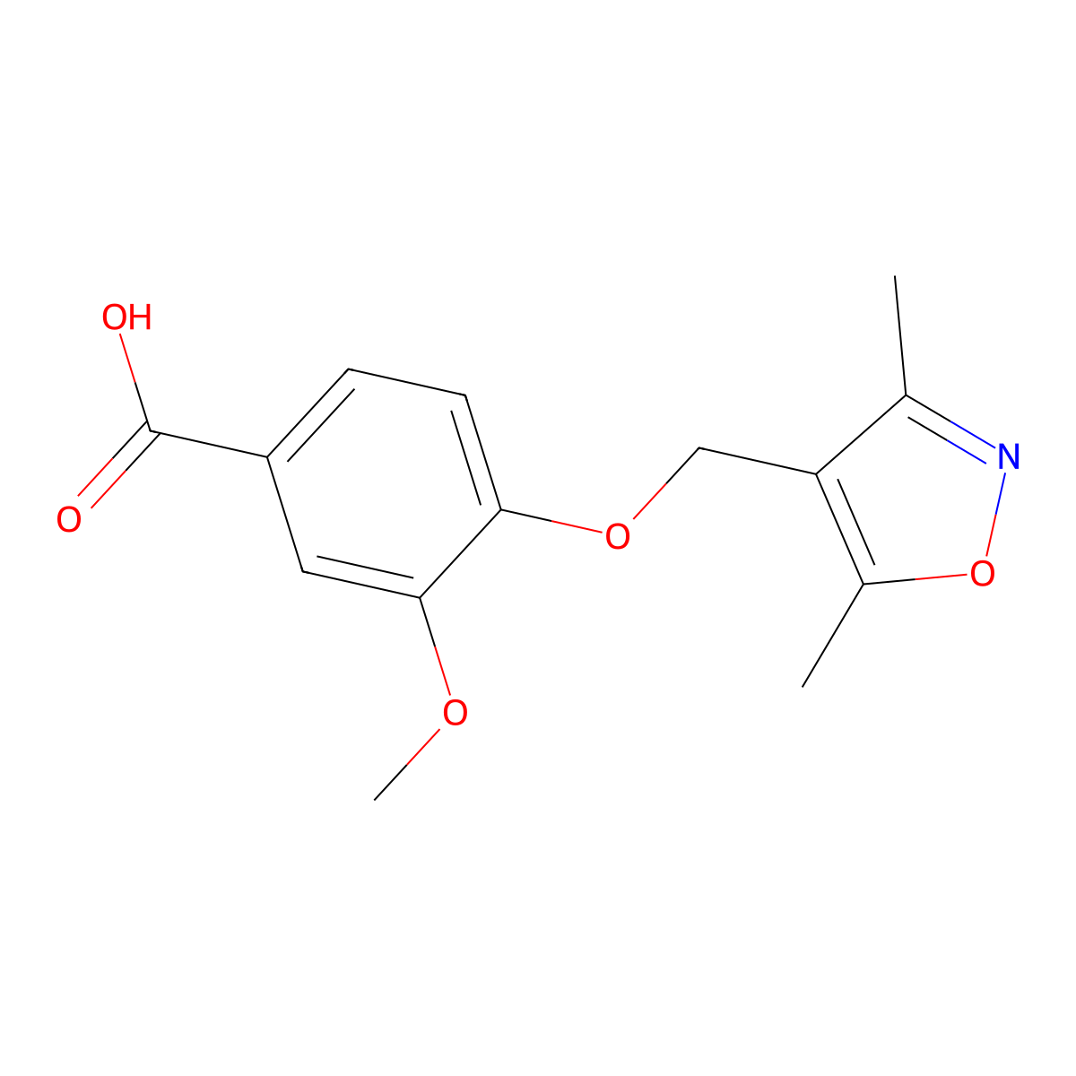 4-[(Dimethyl-1,2-oxazol-4-yl)methoxy]-3-methoxybenzoic acid molecular structure, CAS 735320-34-0