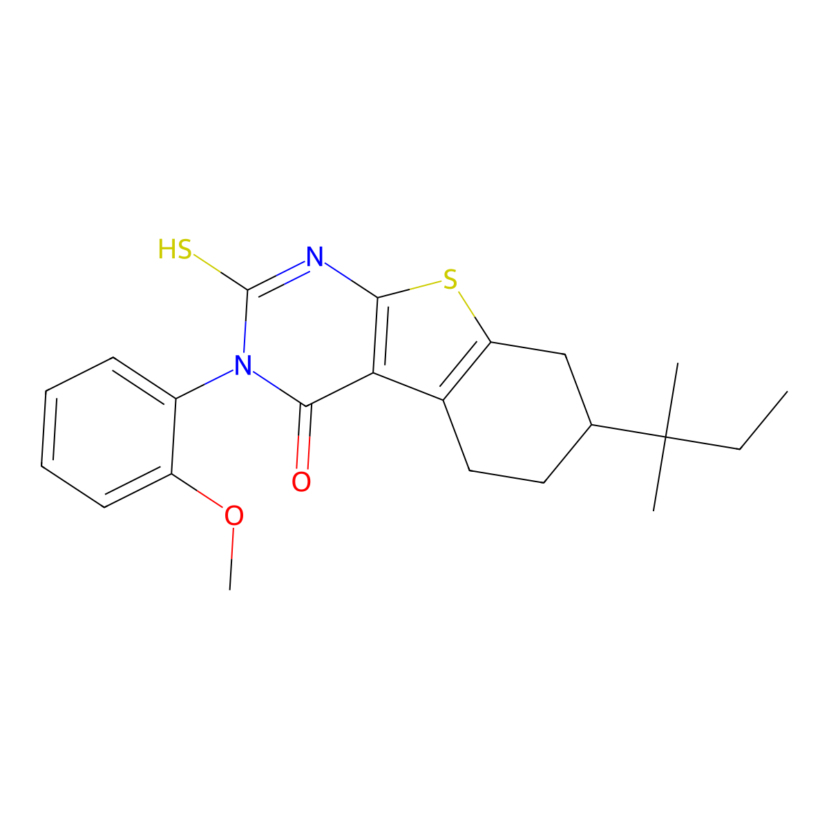4-(2-Methoxyphenyl)-11-(2-methylbutan-2-yl)-5-sulfanyl-8-thia-4,6-diazatricyclo[7.4.0.0,2,7]trideca-1(9),2(7),5-trien-3-one molecular structure, CAS 735320-36-2