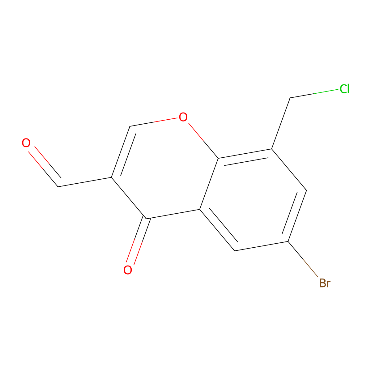 6-bromo-8-(chloromethyl)-4-oxo-4H-chromene-3-carbaldehyde molecular structure, CAS 735321-26-3