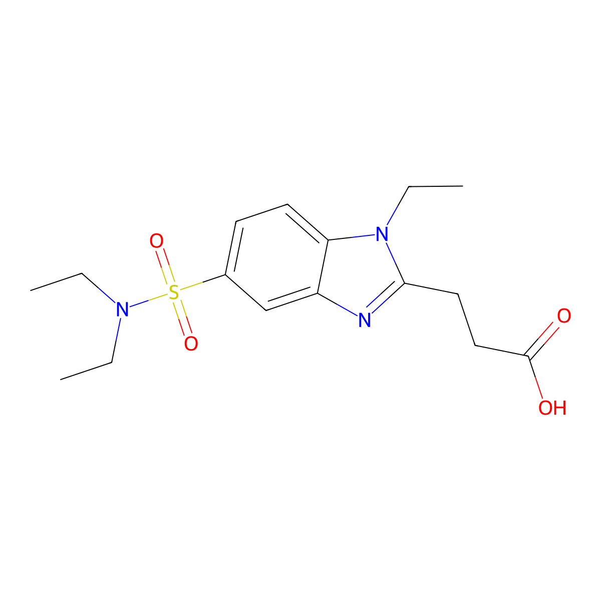 3-[5-(diethylsulfamoyl)-1-ethyl-1H-1,3-benzodiazol-2-yl]propanoic acid molecular structure, CAS 735322-09-5