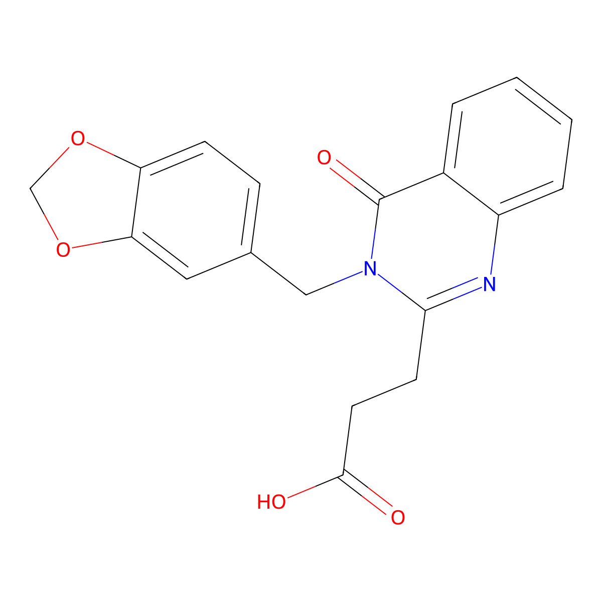 3-{3-[(1,3-Dioxaindan-5-yl)methyl]-4-oxo-3,4-dihydroquinazolin-2-yl}propanoic acid molecular structure, CAS 735322-31-3