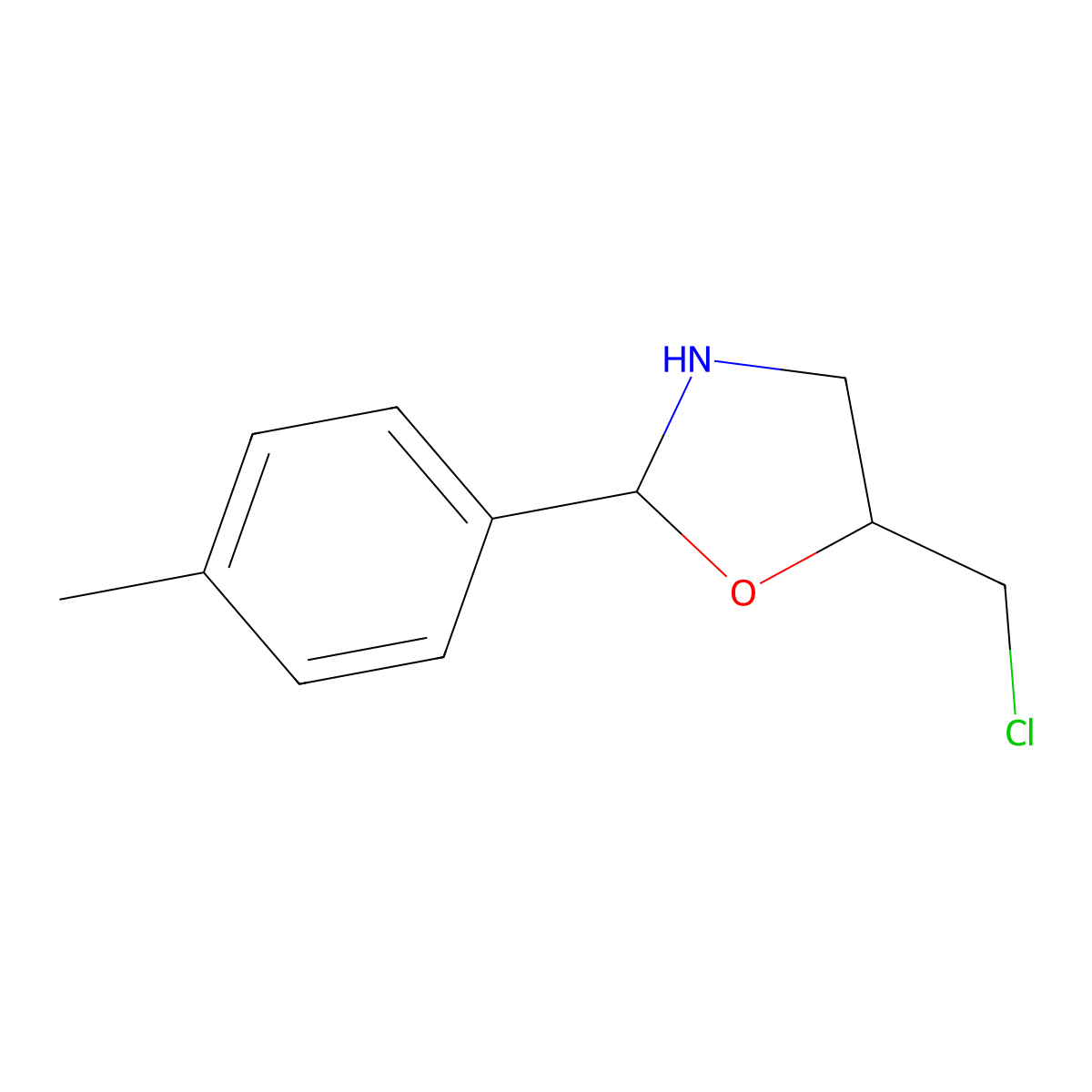 5-(Chloromethyl)-2-(4-methylphenyl)-1,3-oxazolidine molecular structure, CAS 735322-56-2