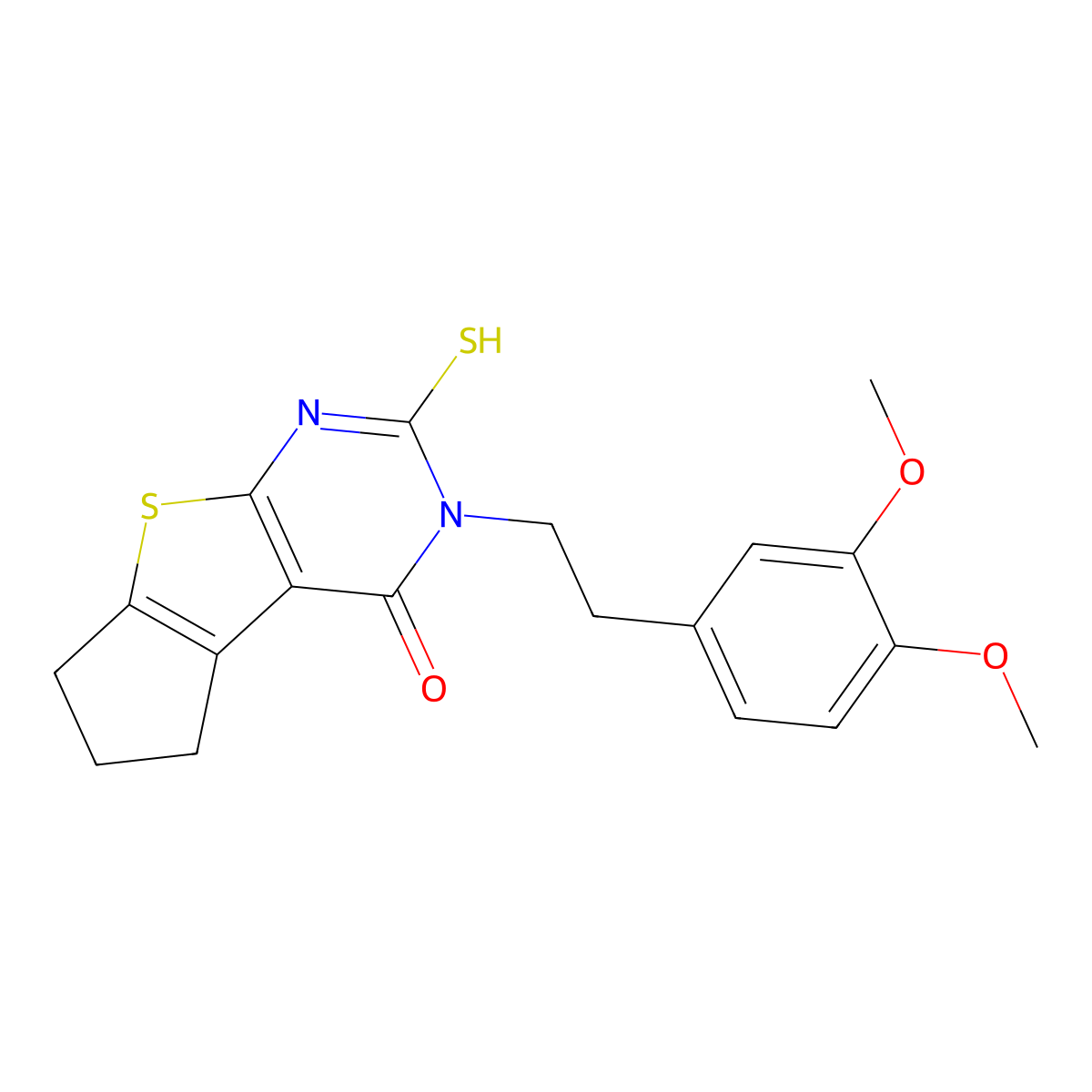 11-[2-(3,4-Dimethoxyphenyl)ethyl]-10-sulfanyl-7-thia-9,11-diazatricyclo[6.4.0.0,2,6]dodeca-1(8),2(6),9-trien-12-one molecular structure, CAS 735322-59-5