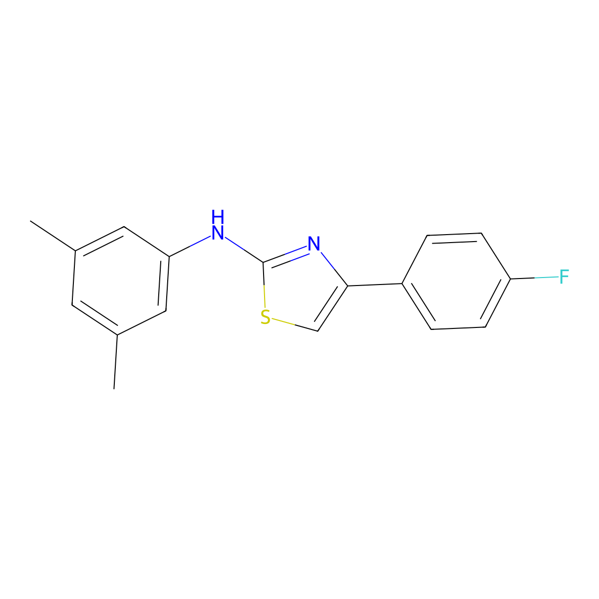 N-(3,5-dimethylphenyl)-4-(4-fluorophenyl)-1,3-thiazol-2-amine molecular structure, CAS 735322-60-8