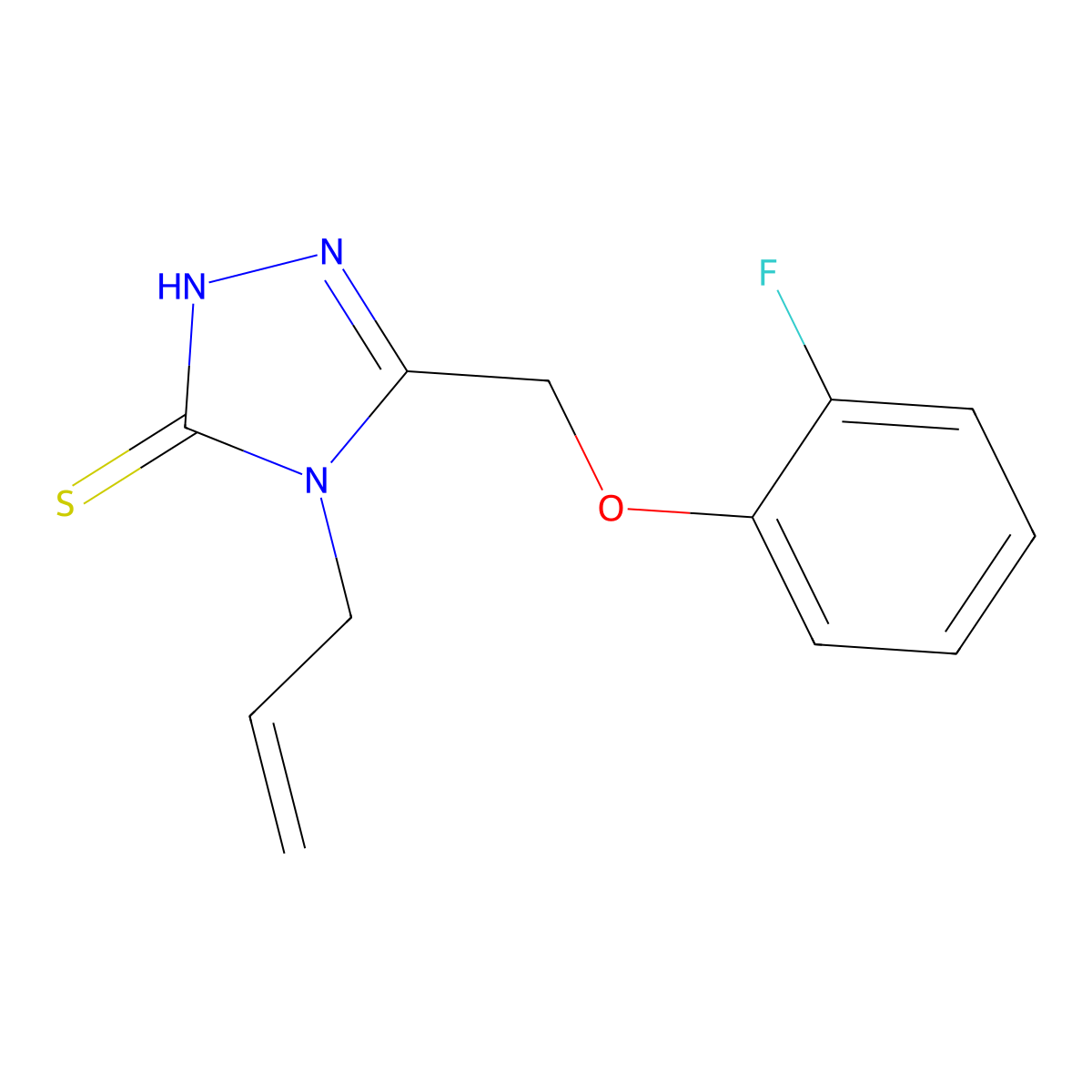 5-(2-fluorophenoxymethyl)-4-(prop-2-en-1-yl)-4H-1,2,4-triazole-3-thiol molecular structure, CAS 735322-61-9