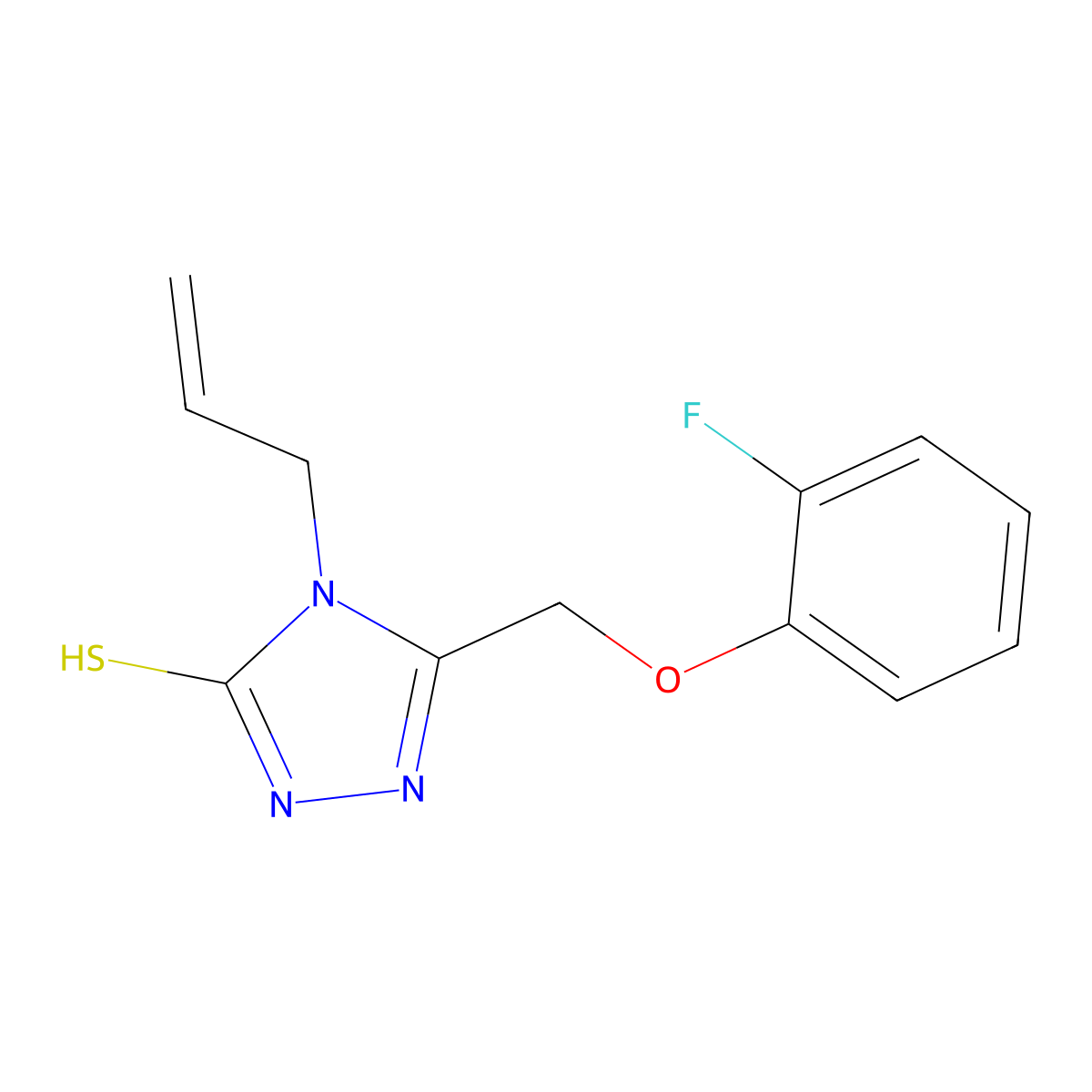5-(2-fluorophenoxymethyl)-4-(prop-2-en-1-yl)-4H-1,2,4-triazole-3-thiol molecular structure, CAS 735322-61-9