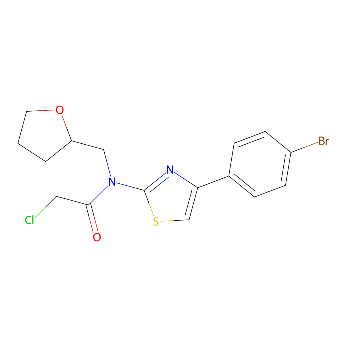 N-[4-(4-bromophenyl)-1,3-thiazol-2-yl]-2-chloro-N-[(oxolan-2-yl)methyl]acetamide molecular structure, CAS 735322-63-1