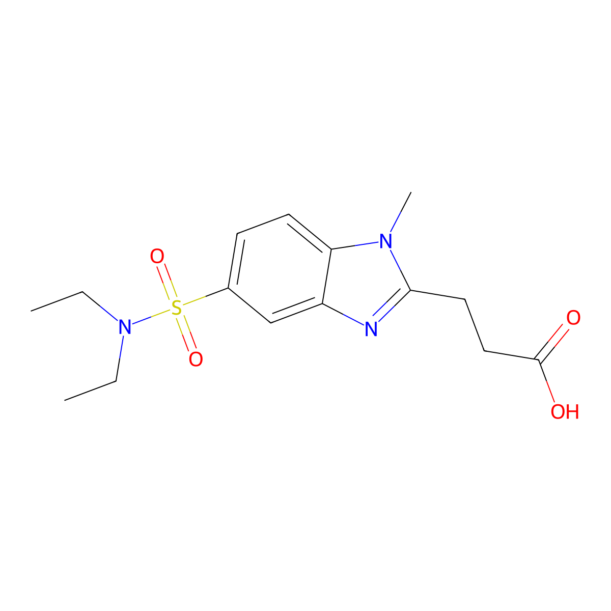 3-[5-(diethylsulfamoyl)-1-methyl-1H-1,3-benzodiazol-2-yl]propanoic acid molecular structure, CAS 735322-69-7