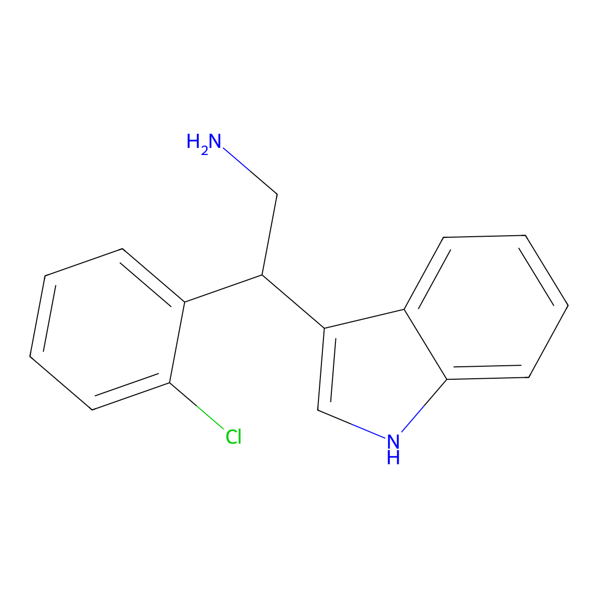 2-(2-chlorophenyl)-2-(1H-indol-3-yl)ethan-1-amine molecular structure, CAS 735322-70-0