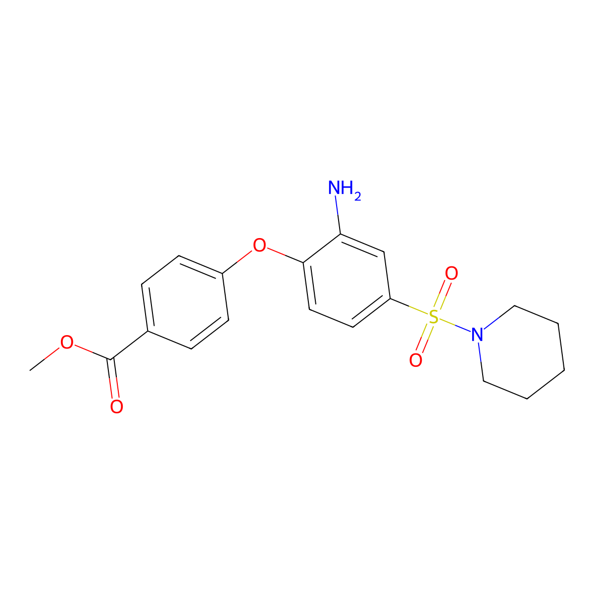 Methyl 4-[2-amino-4-(piperidine-1-sulfonyl)phenoxy]benzoate molecular structure, CAS 735322-72-2