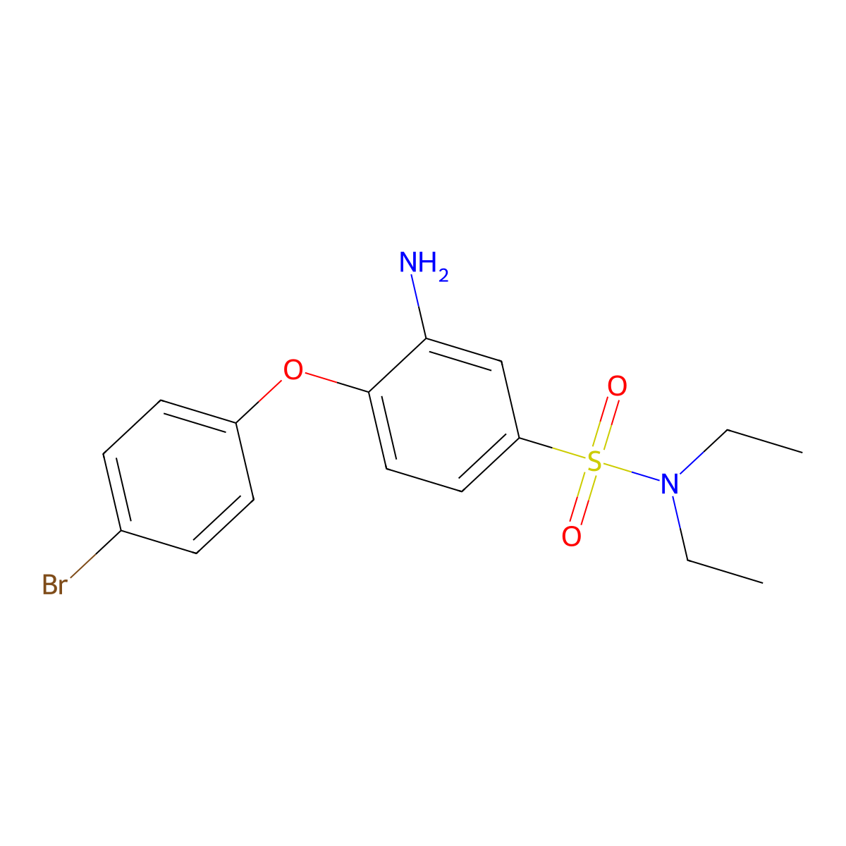 3-amino-4-(4-bromophenoxy)-N,N-diethylbenzene-1-sulfonamide molecular structure, CAS 735322-73-3