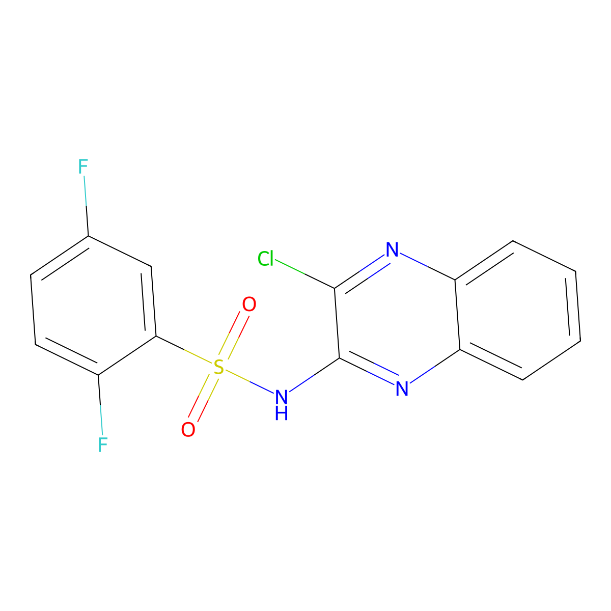 N-(3-chloroquinoxalin-2-yl)-2,5-difluorobenzene-1-sulfonamide molecular structure, CAS 735322-75-5