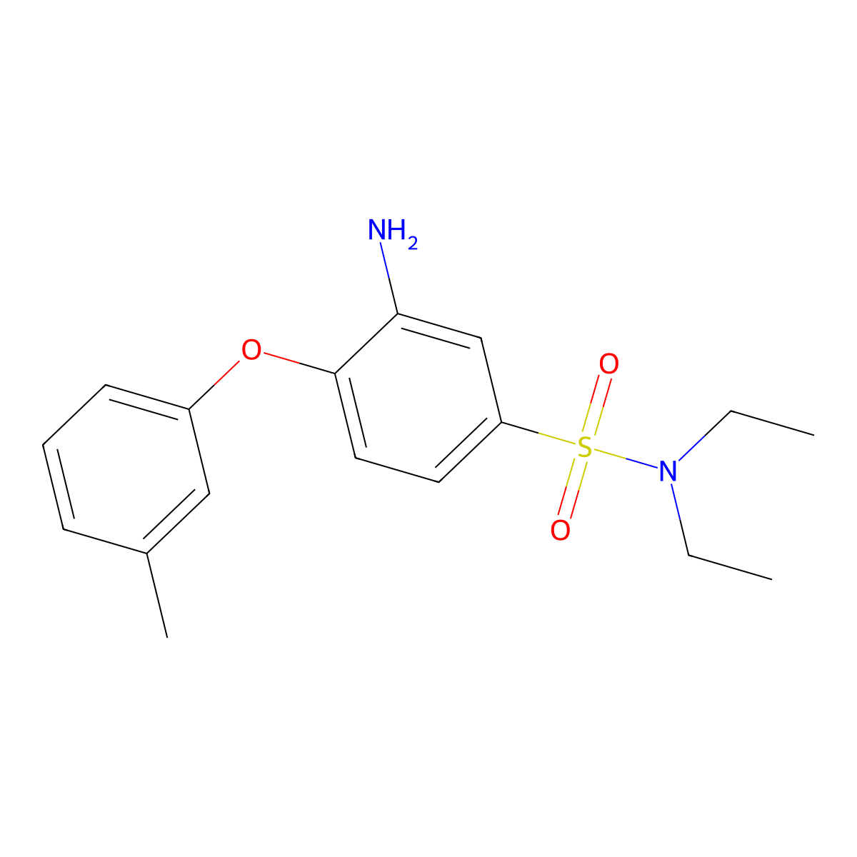 3-amino-N,N-diethyl-4-(3-methylphenoxy)benzenesulfonamide molecular structure, CAS 735322-76-6