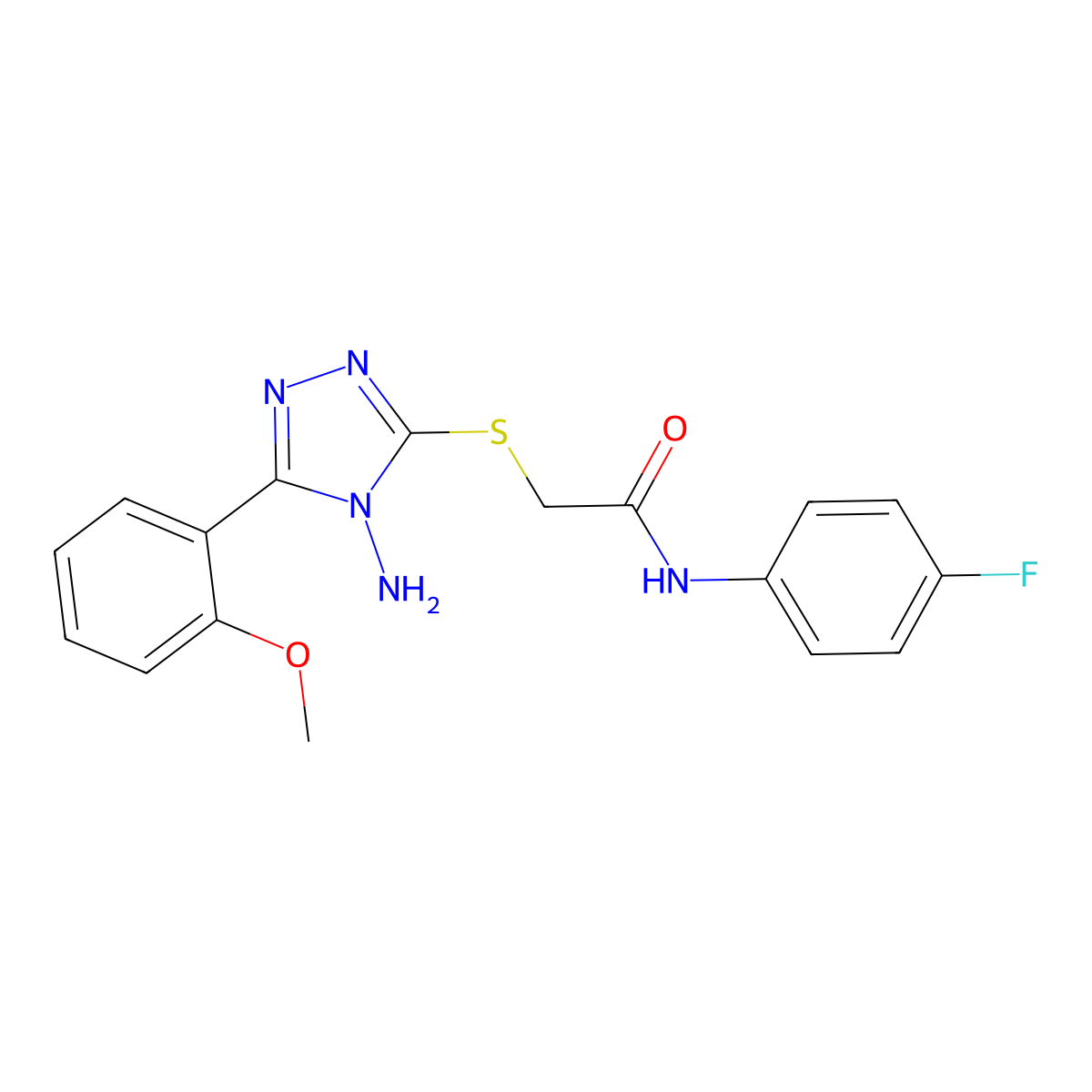 2-{[4-amino-5-(2-methoxyphenyl)-4H-1,2,4-triazol-3-yl]sulfanyl}-N-(4-fluorophenyl)acetamide molecular structure, CAS 735323-84-9