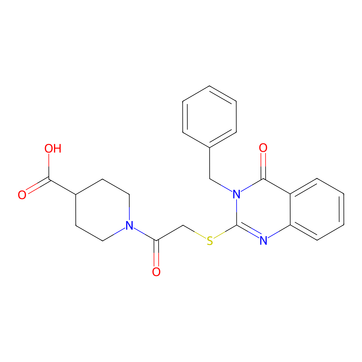 1-{2-[(3-Benzyl-4-oxo-3,4-dihydroquinazolin-2-yl)sulfanyl]acetyl}piperidine-4-carboxylic acid molecular structure, CAS 735336-28-4