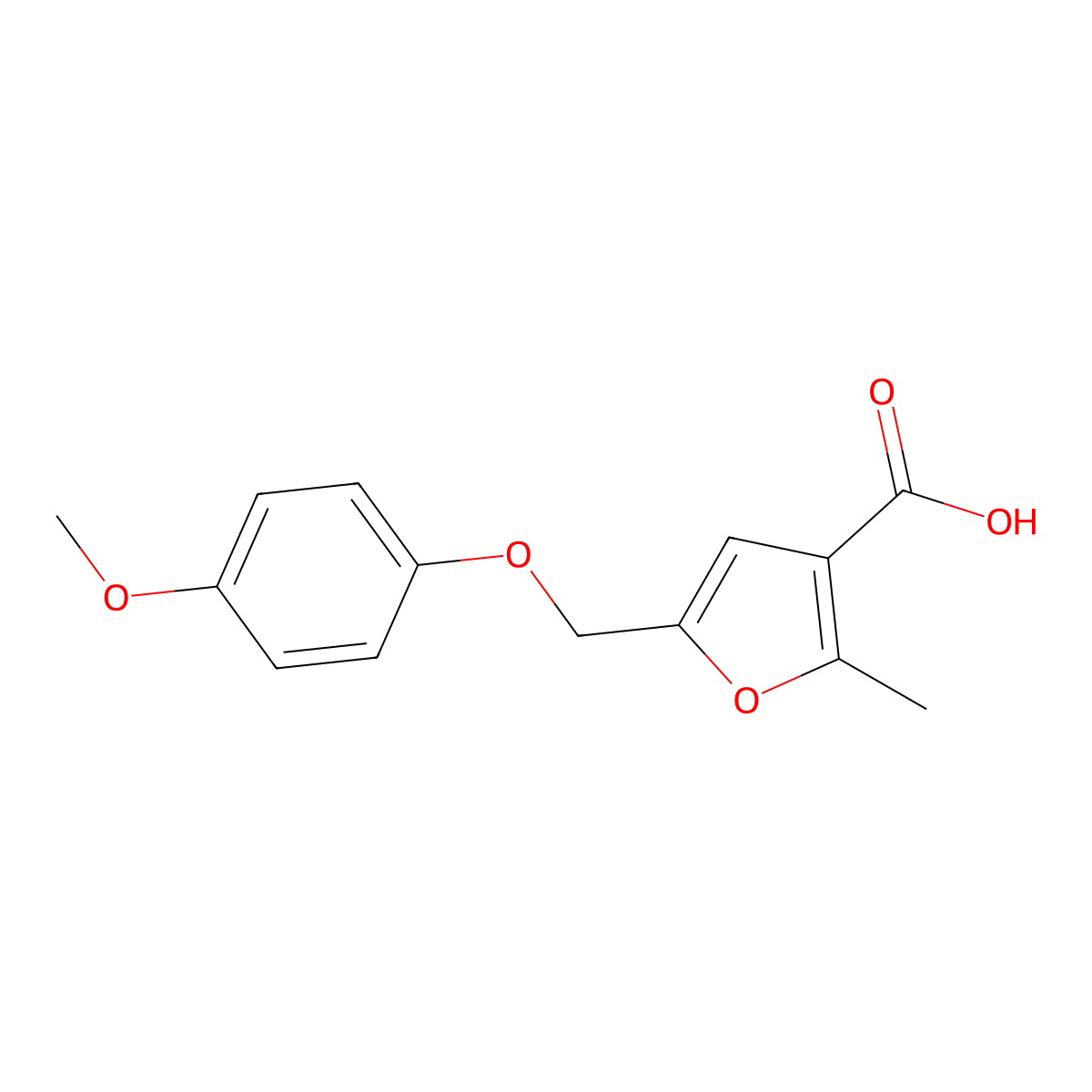 5-((4-Methoxyphenoxy)methyl)-2-methylfuran-3-carboxylic acid molecular structure, CAS 735336-36-4