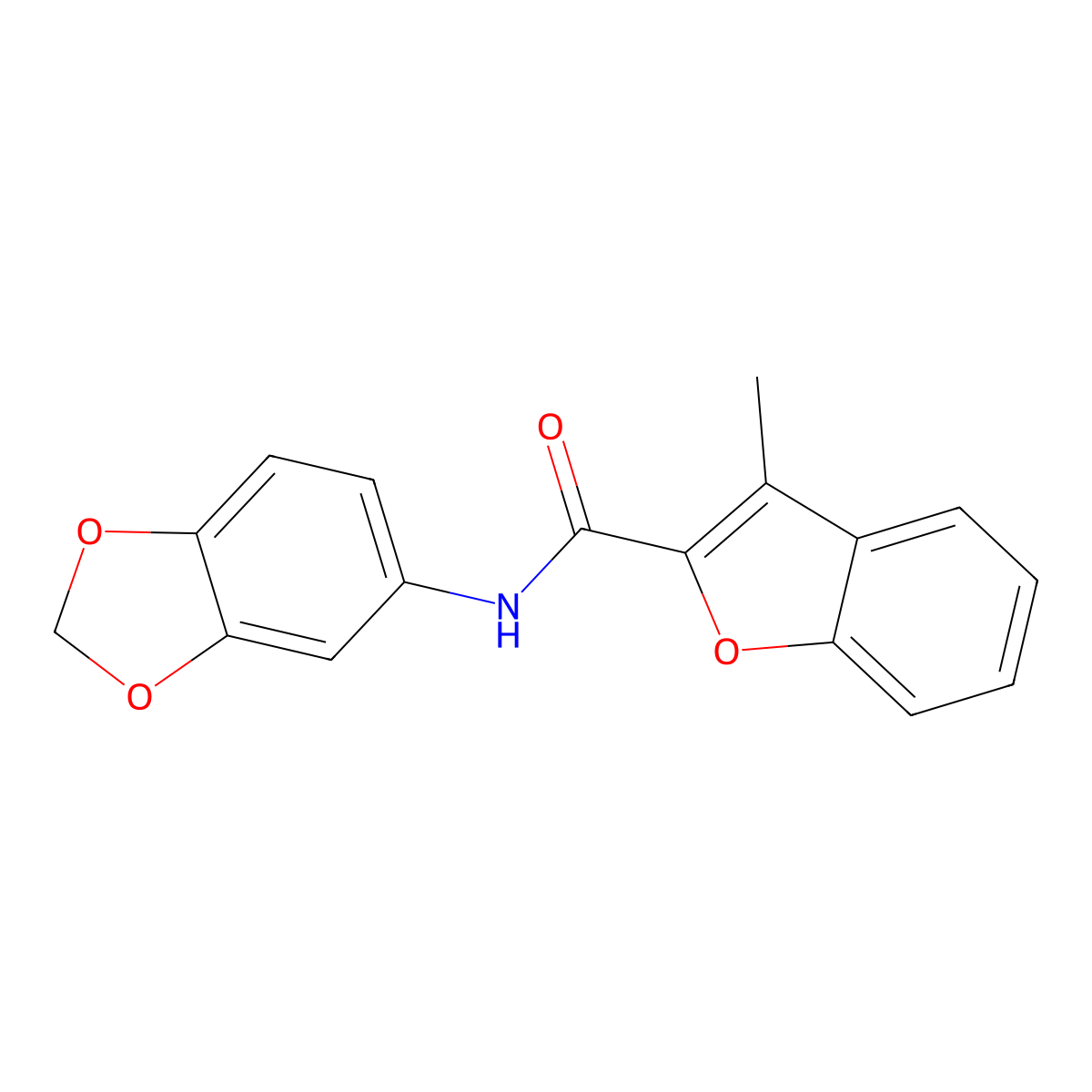 N-(1,3-benzodioxol-5-yl)-3-methyl-1-benzofuran-2-carboxamide molecular structure, CAS 735340-26-8