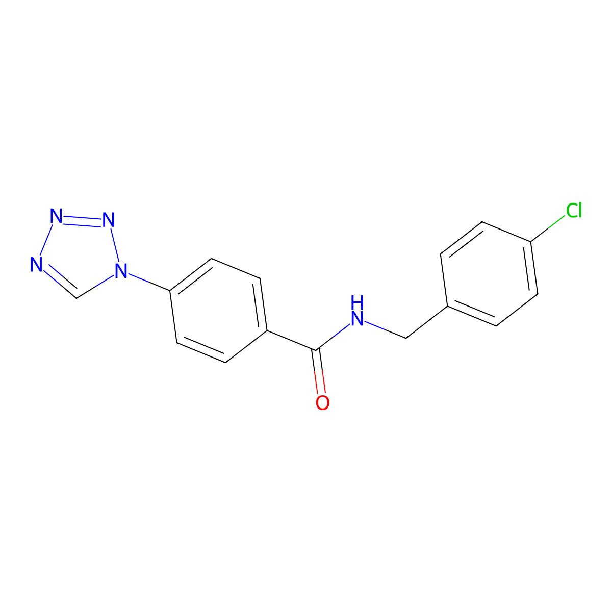 N-(4-chlorobenzyl)-4-(1H-tetrazol-1-yl)benzamide molecular structure, CAS 735341-82-9