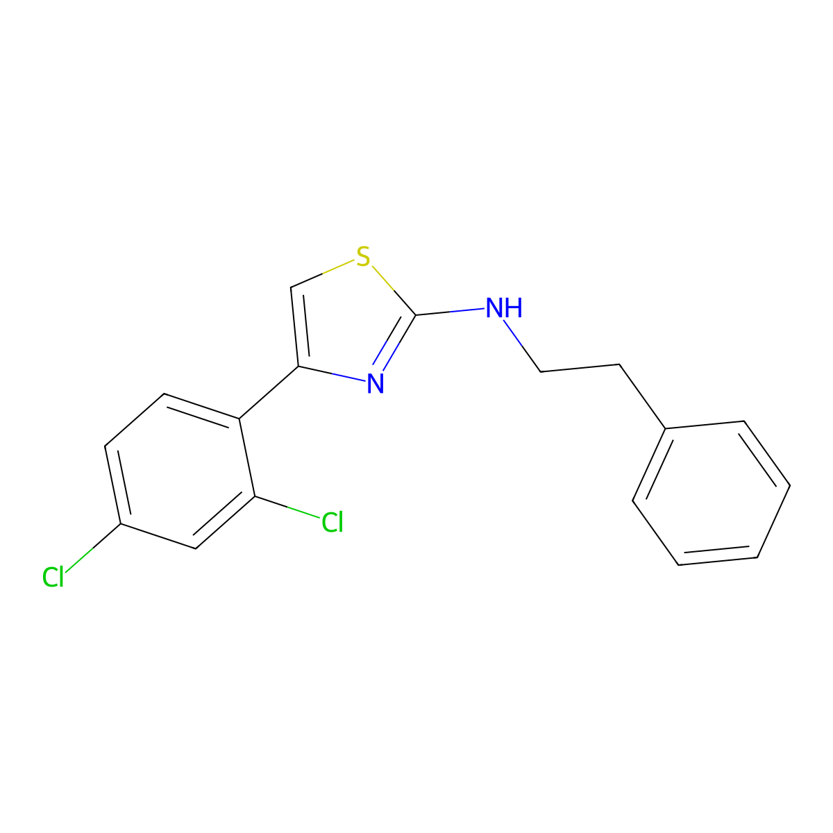 4-(2,4-dichlorophenyl)-N-(2-phenylethyl)-1,3-thiazol-2-amine molecular structure, CAS 735342-65-1