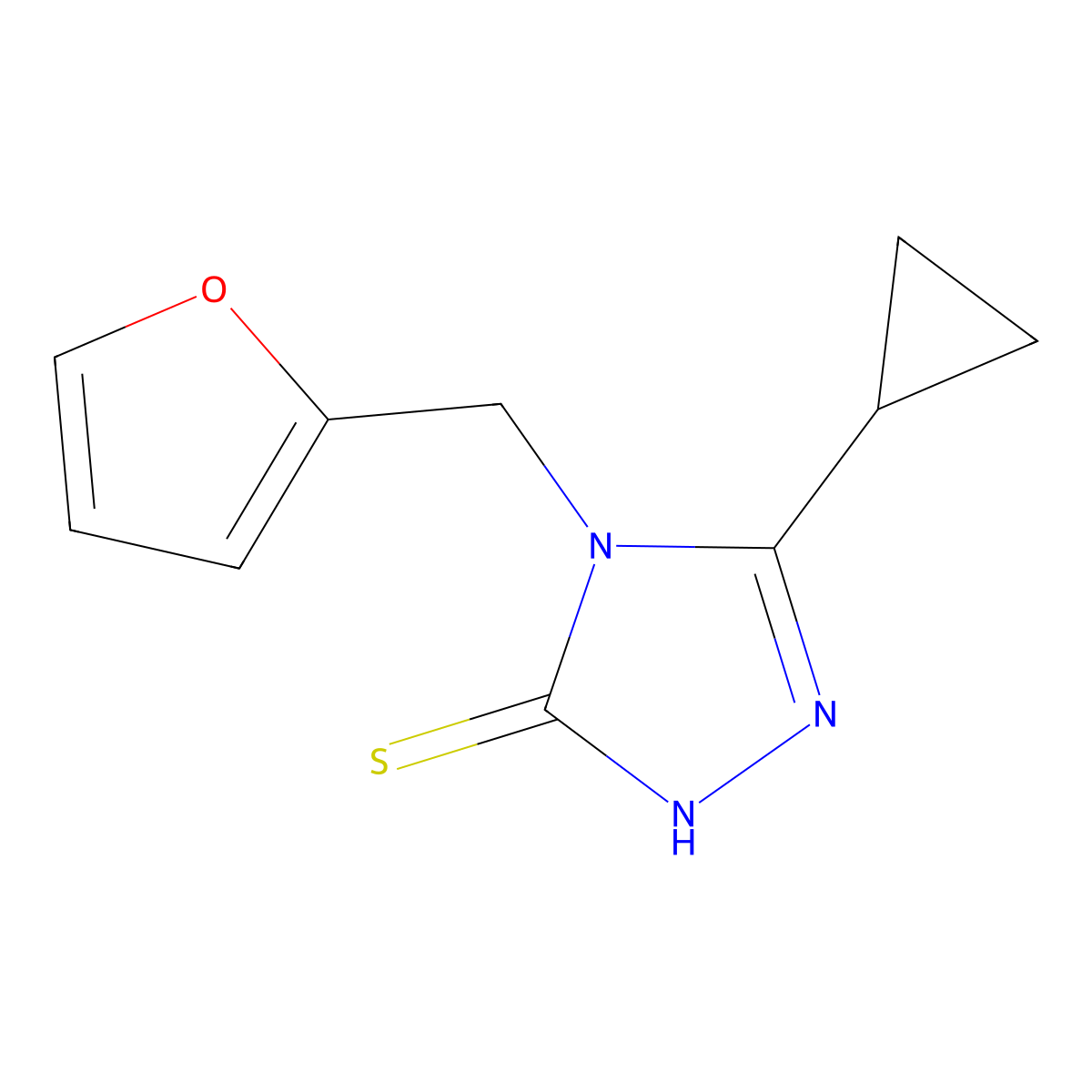 5-cyclopropyl-4-(furan-2-ylmethyl)-4H-1,2,4-triazole-3-thiol molecular structure, CAS 735342-68-4
