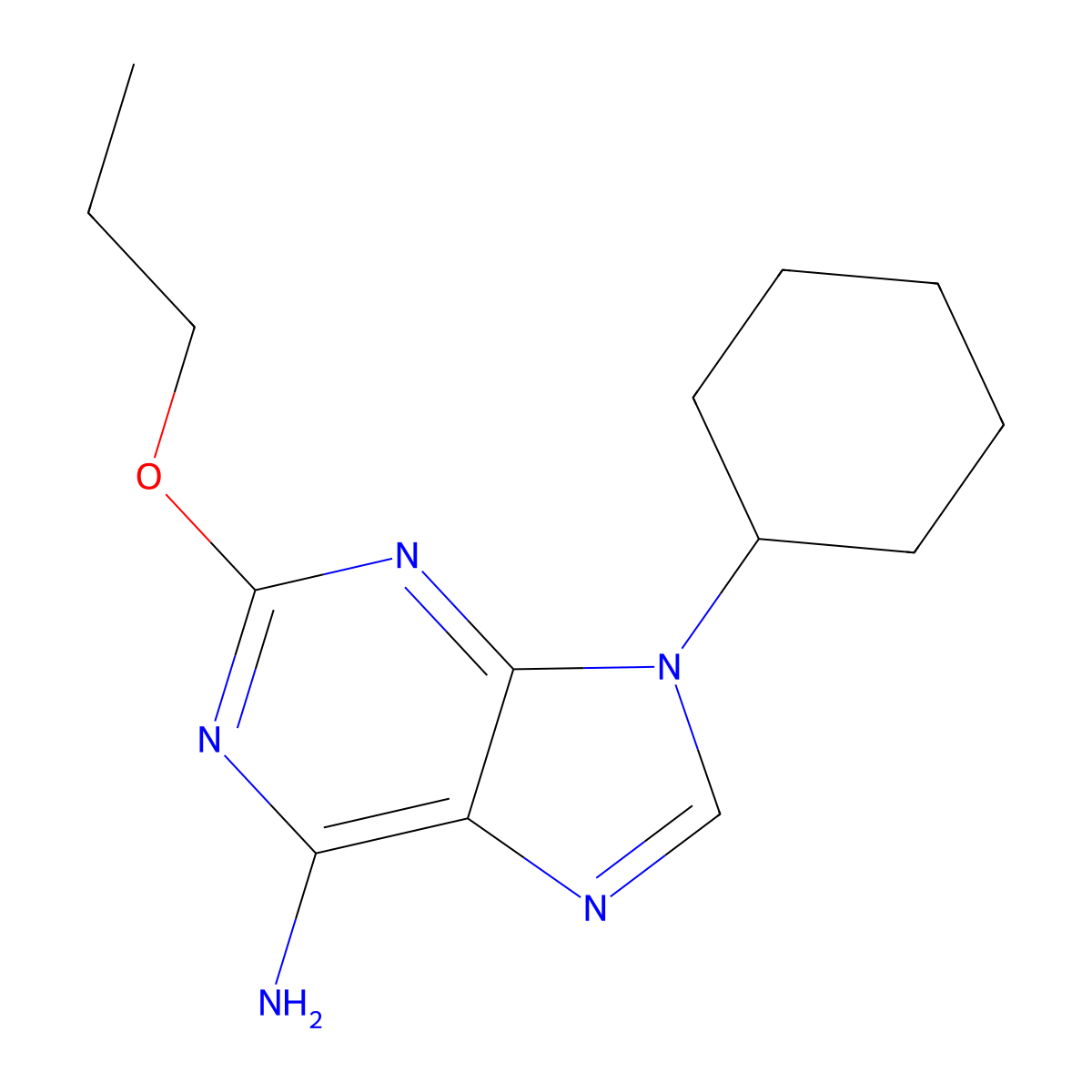 9-Cyclohexyl-2-n-propoxy-9H-adenine molecular structure, CAS 73535-50-9