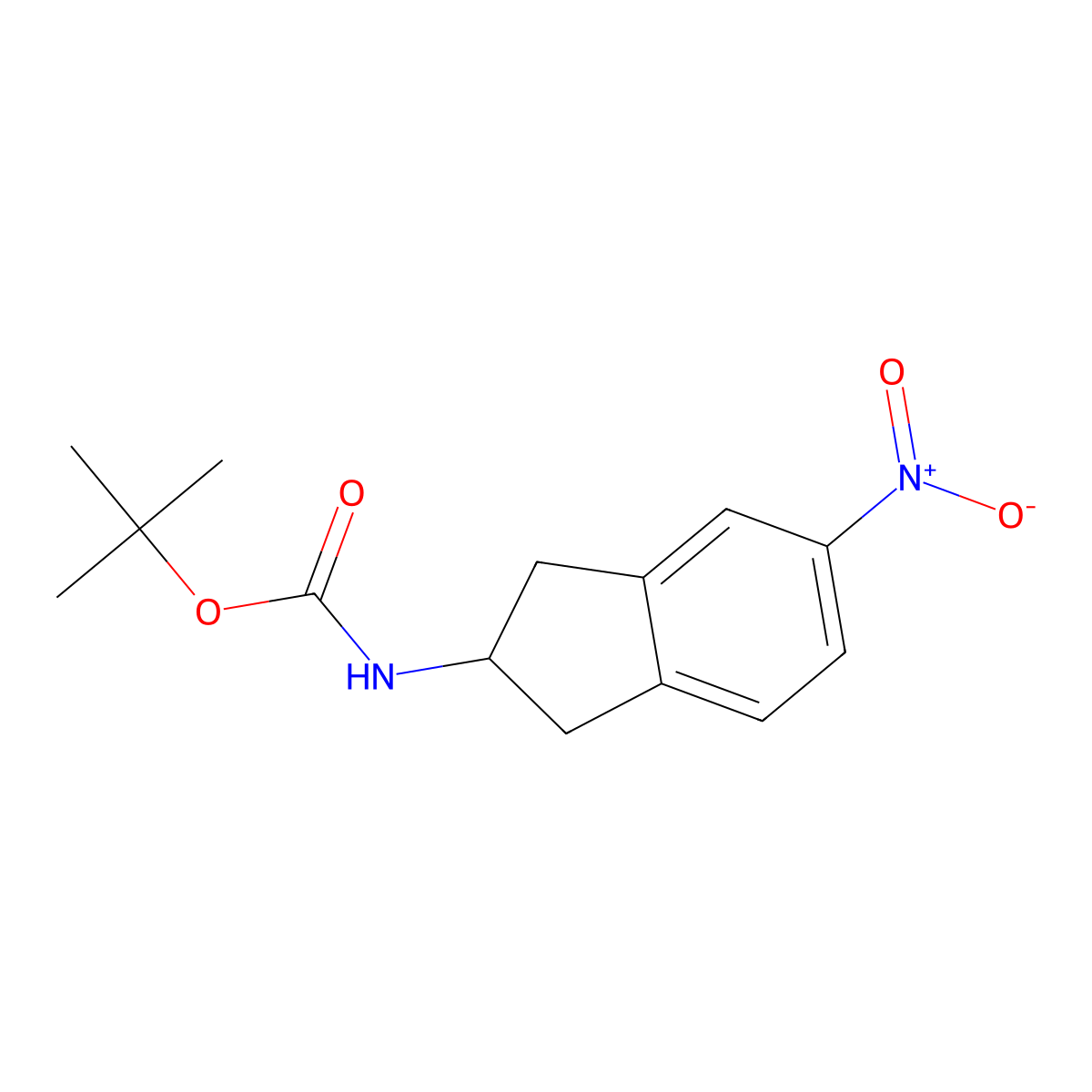tert-butyl 5-nitro-2,3-dihydro-1H-inden-2-ylcarbamate molecular structure, CAS 73536-84-2